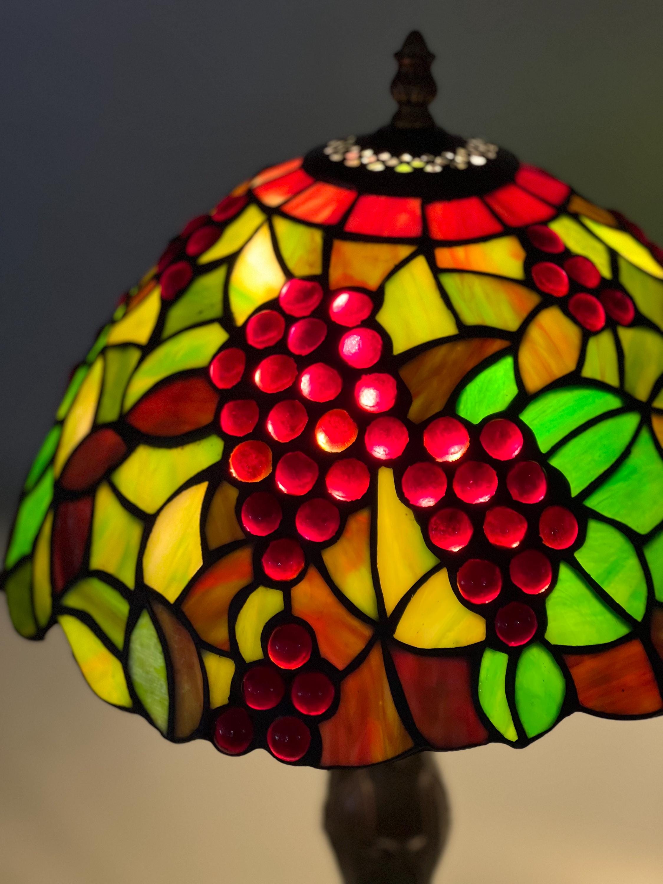 U2Antique Grape Wisteria Tiffany Table Lamp 12in