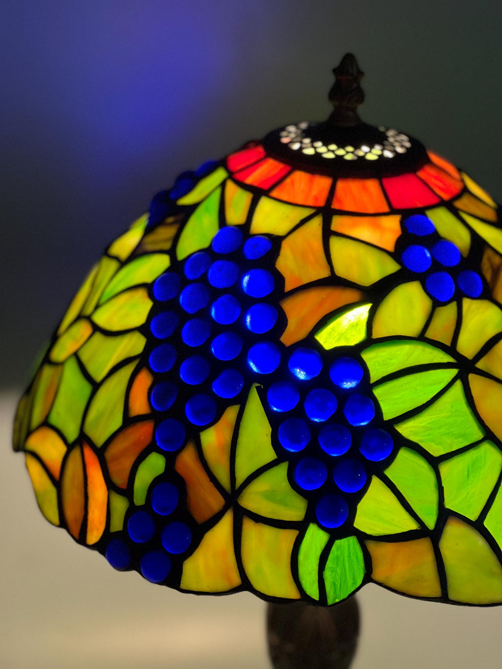 U2Antique Grape Wisteria Tiffany Table Lamp 12in