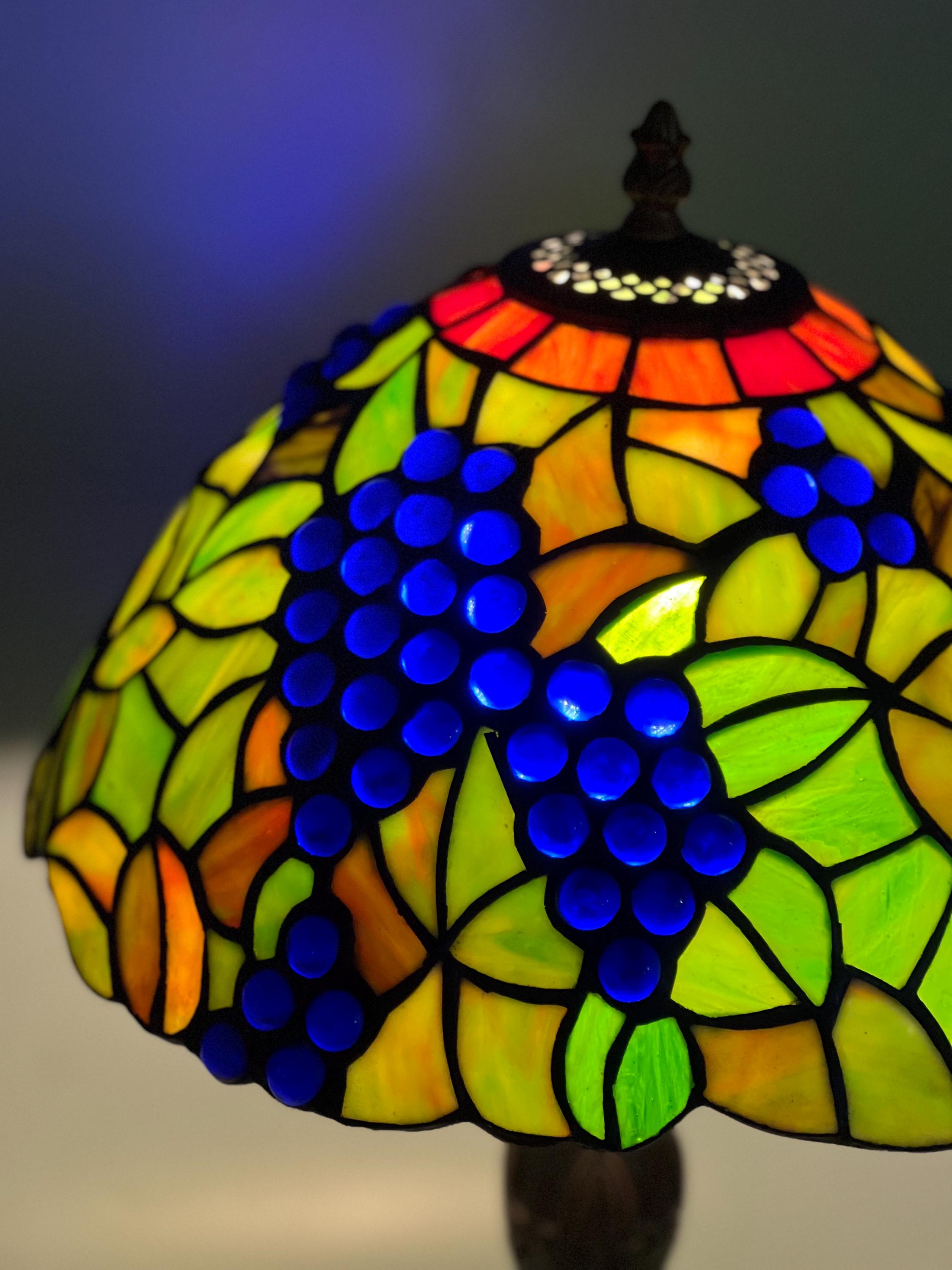 U2Antique Grape Wisteria Tiffany Table Lamp 12in