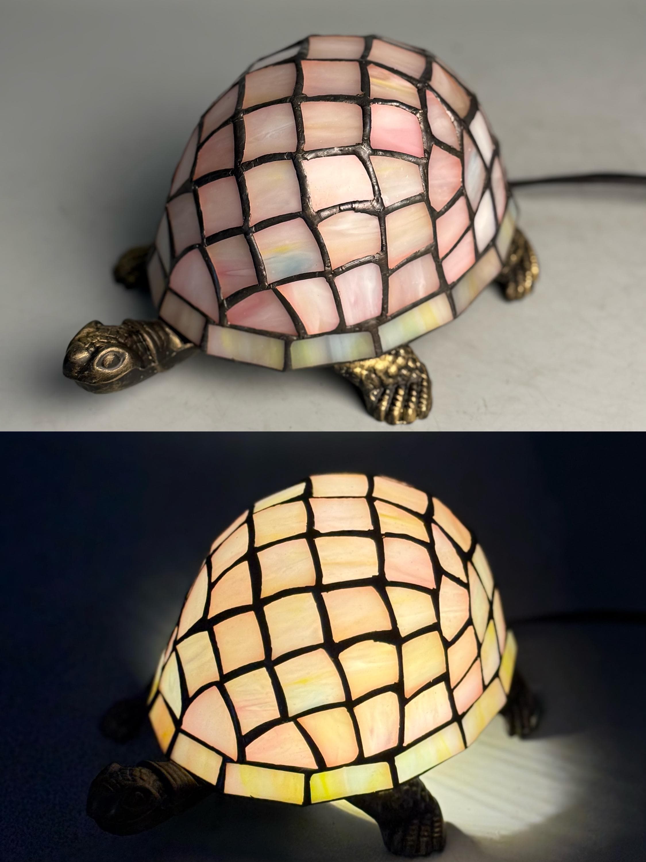 Turtle Tiffany Table Lamp Antique Stained Glass Decorative Night Light