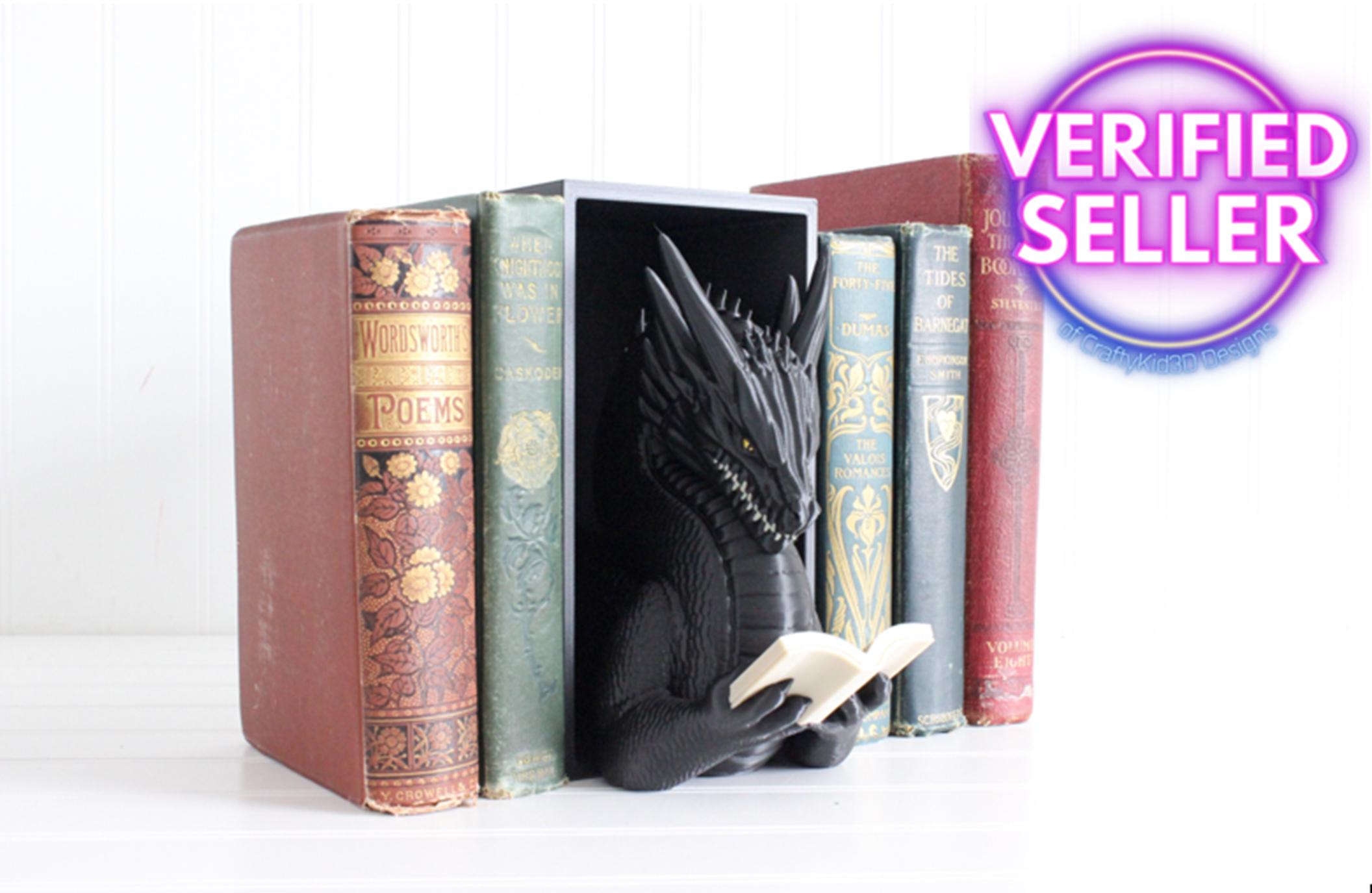 DelightfullyDutch Dragon Book Nook 3D Printed Bookshelf Decor Thermoplastic