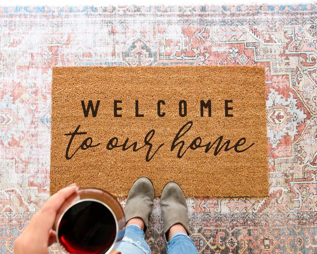 HamlinRowShop Coir Welcome Doormat - To Our Home, Front Porch Decor