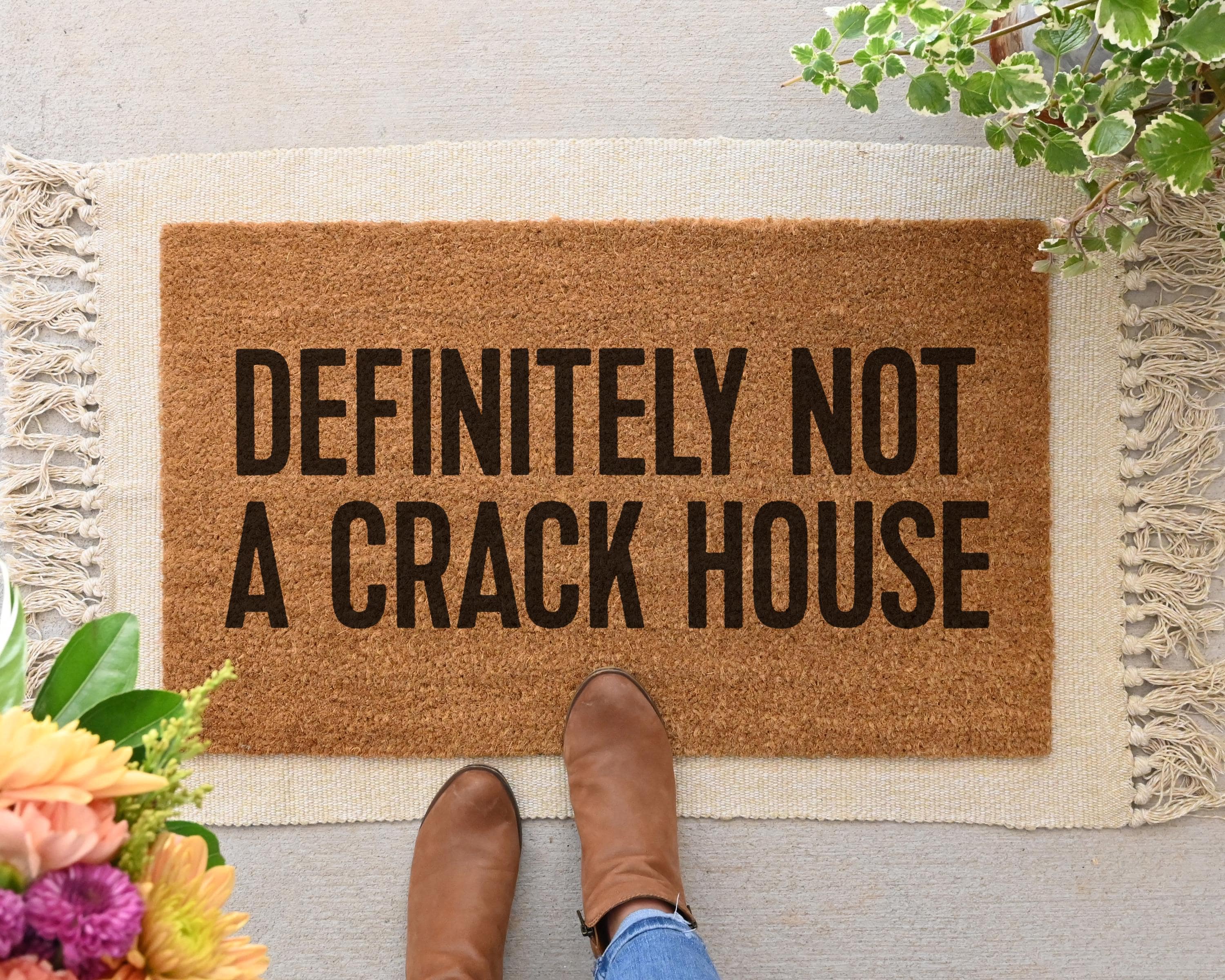HamlinRowShop Definitely Not A Crack House Funny Coir Doormat