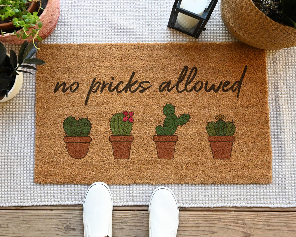 No Pricks Allowed Cactus Doormat Funny Welcome Mat
