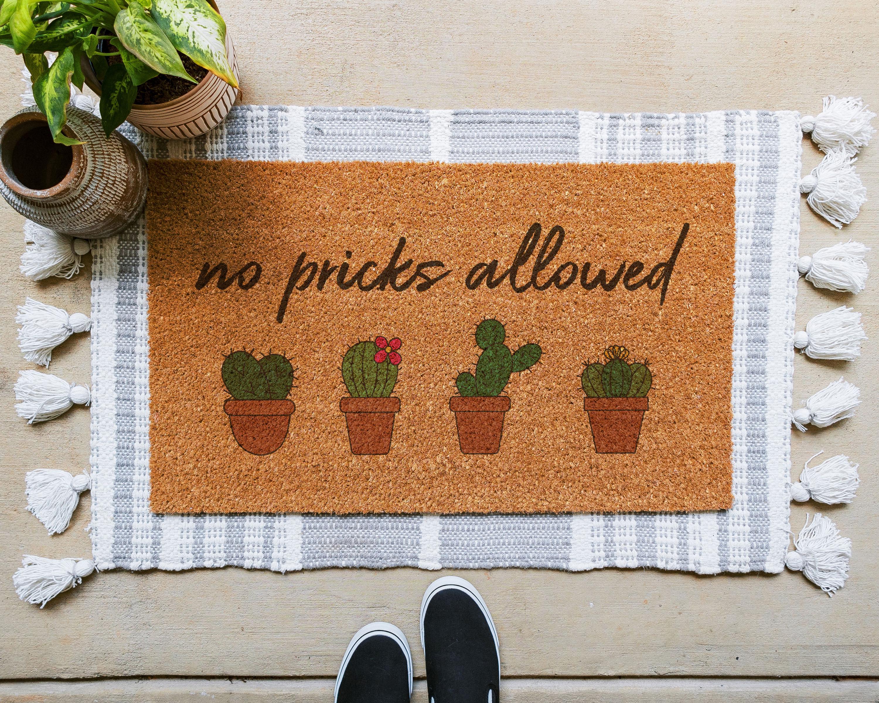 No Pricks Allowed Cactus Doormat Funny Welcome Mat