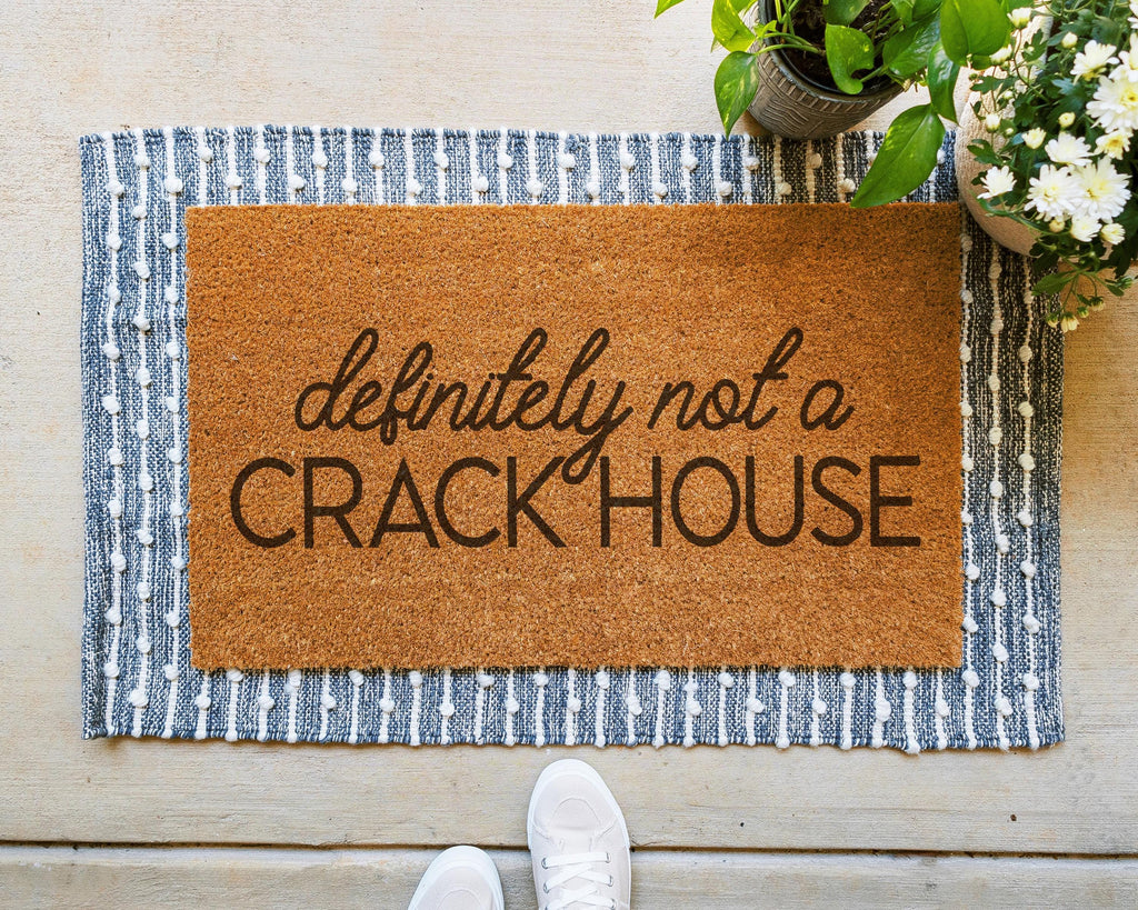HamlinRowShop Definitely Not a Crack House Coir Doormat 18x30 In Black