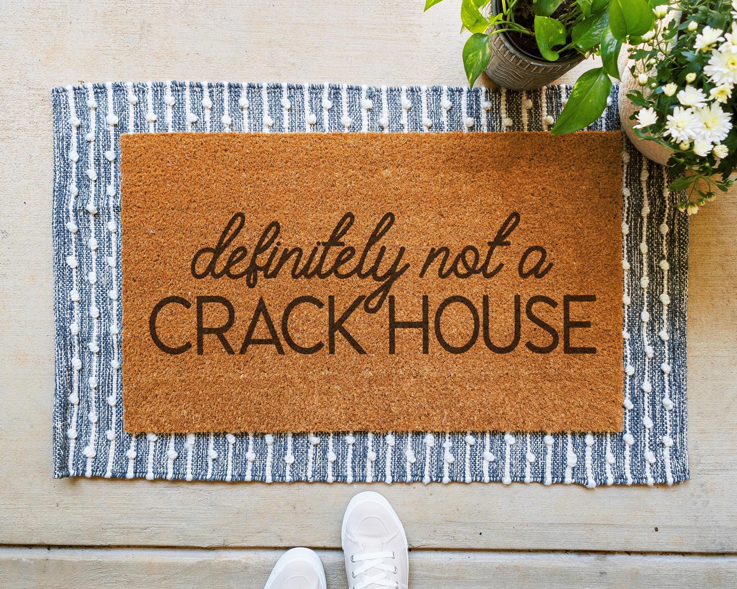 HamlinRowShop Definitely Not a Crack House Coir Doormat 18x30 In Black