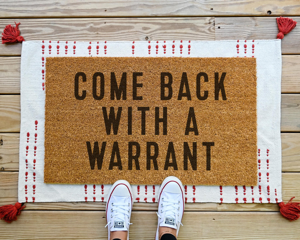 HamlinRowShop Come Back With A Warrant Coir Doormat Funny Welcome Mat