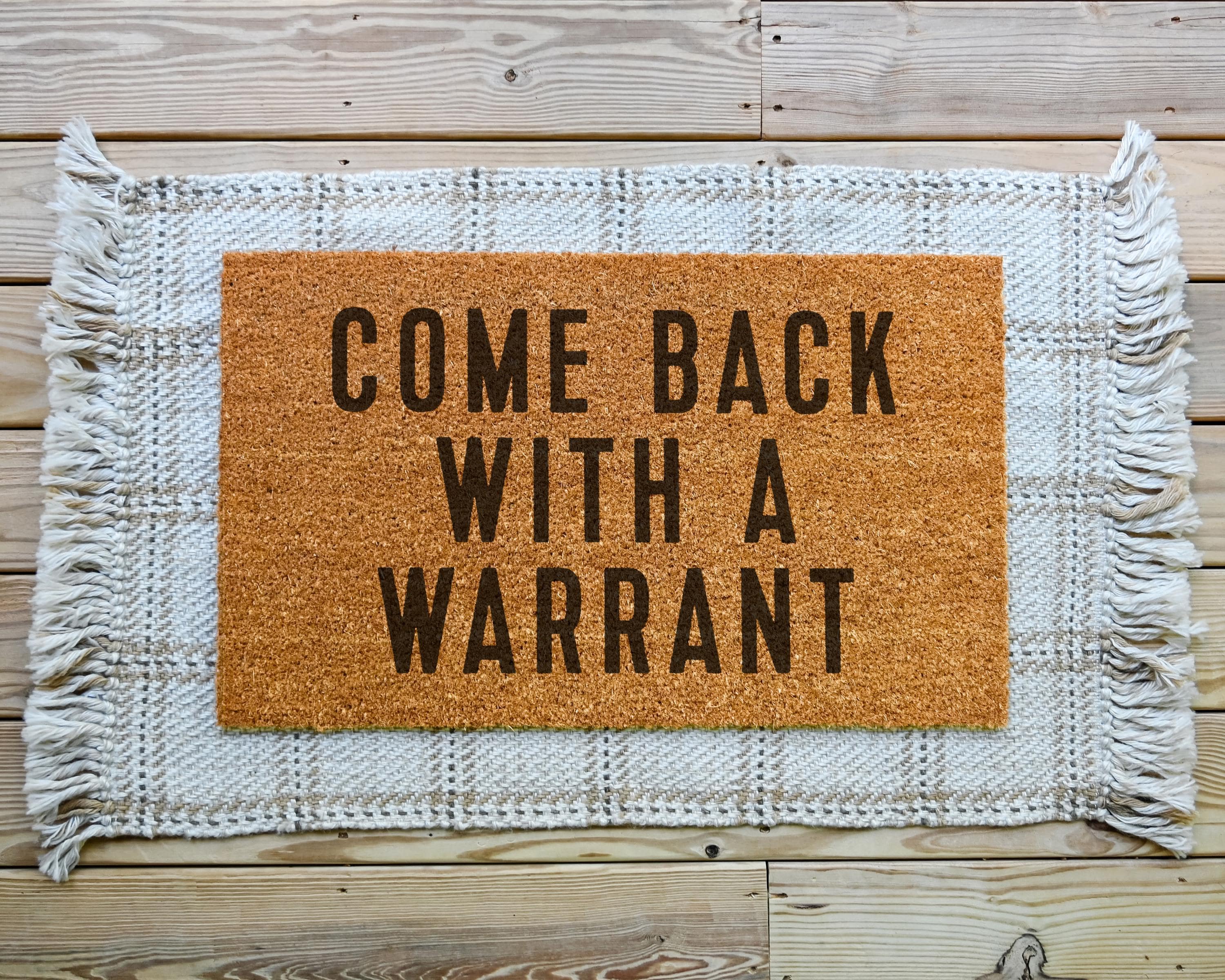 HamlinRowShop Come Back With A Warrant Coir Doormat Funny Welcome Mat