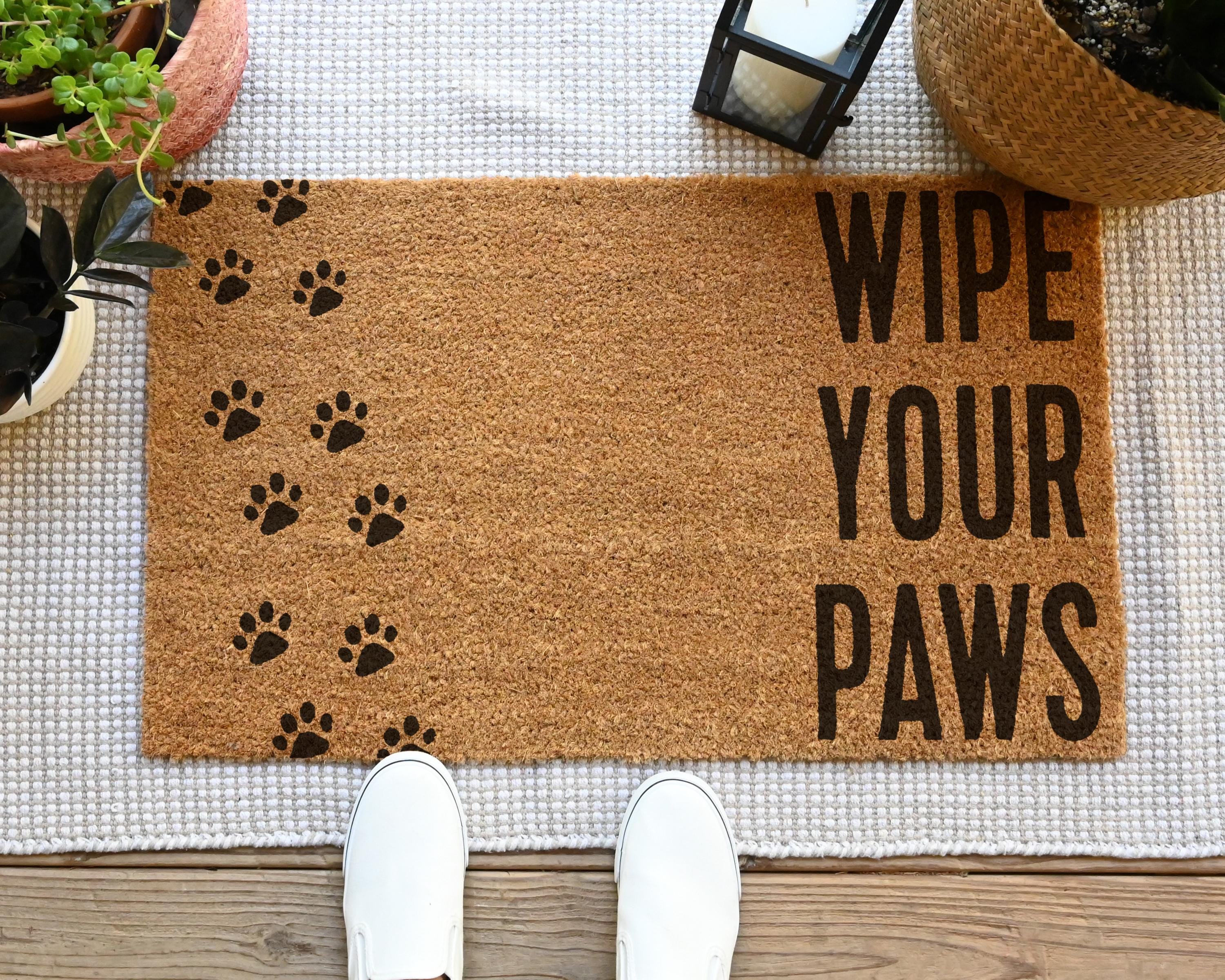 HamlinRowShop Wipe Your Paws Coir Doormat Natural Dog Welcome Mat