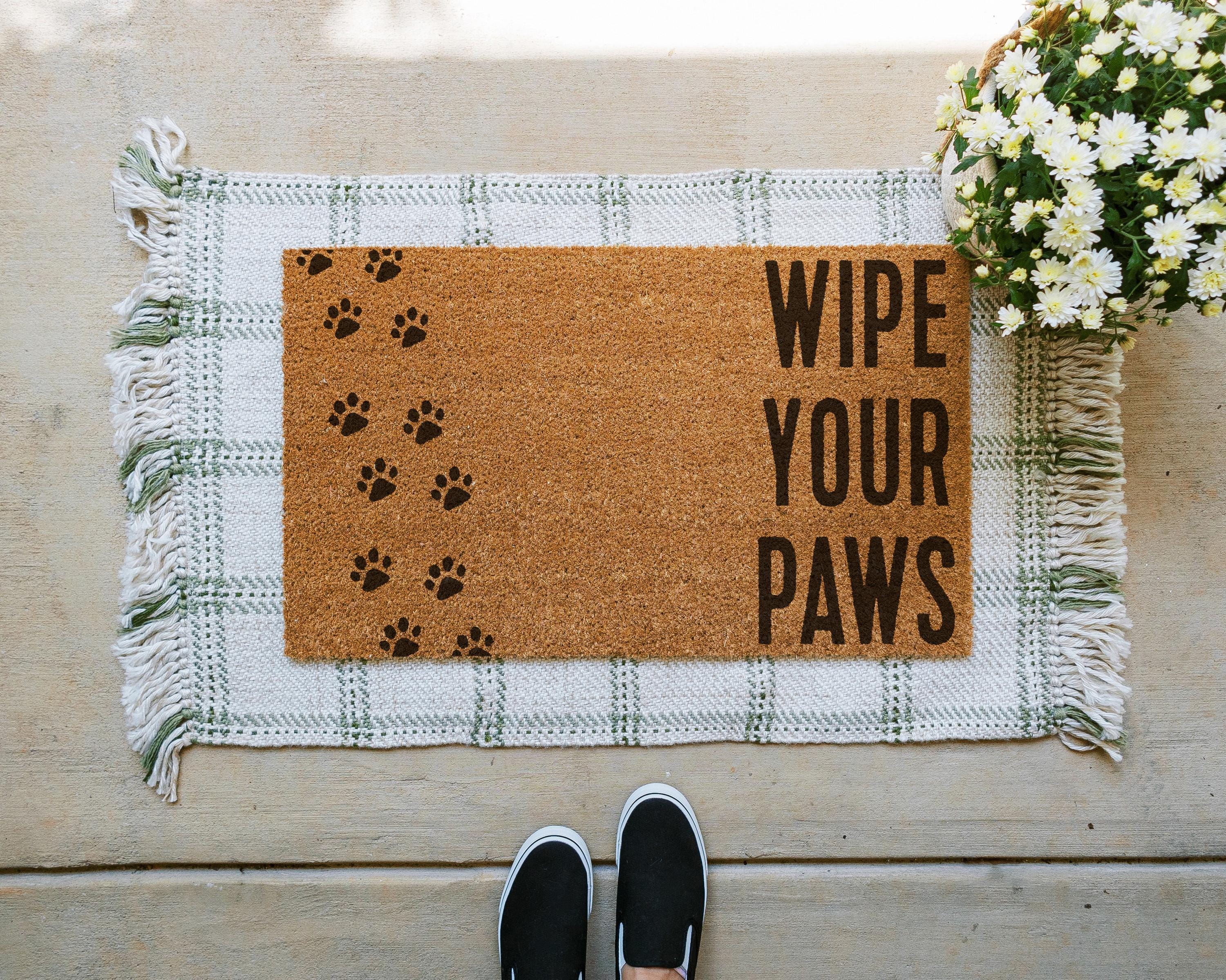 HamlinRowShop Wipe Your Paws Coir Doormat Natural Dog Welcome Mat