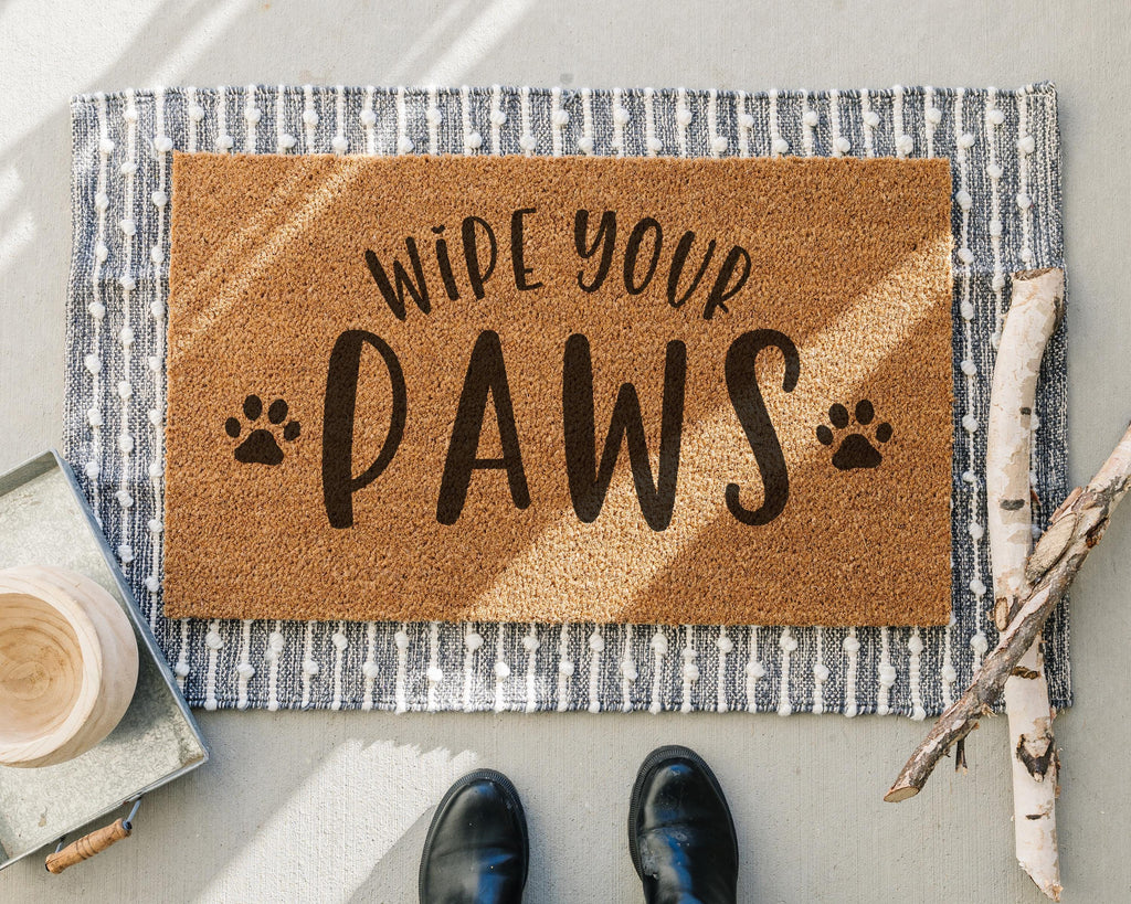 HamlinRowShop Wipe Your Paws Funny Dog Doormat Coir Welcome Mat