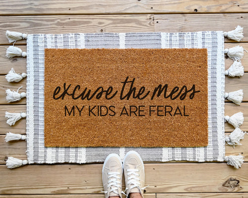 Excuse The Mess We Freed Our House Elf Funny Coir Doormat