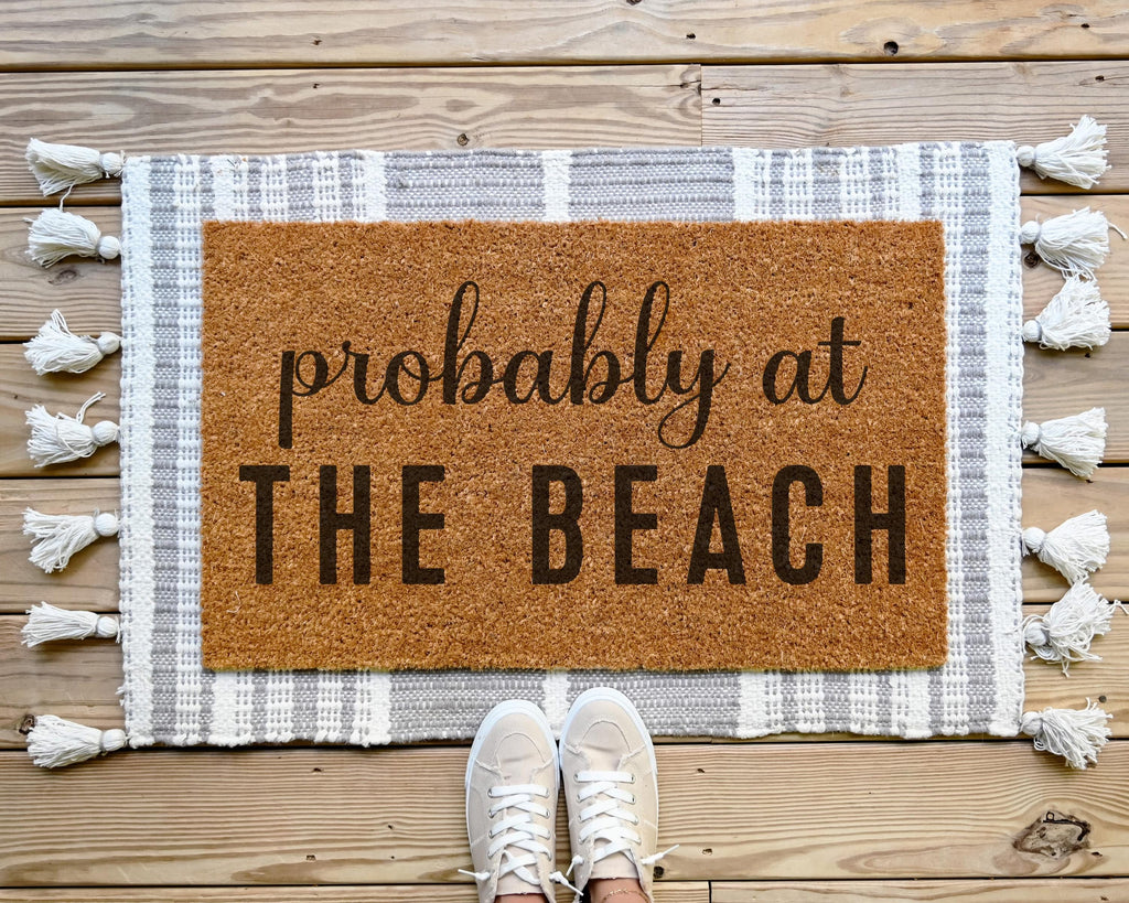 HamlinRowShop Probably At The Beach Coir Doormat Funny Welcome Mat