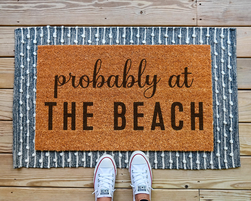HamlinRowShop Probably At The Beach Coir Doormat Funny Welcome Mat