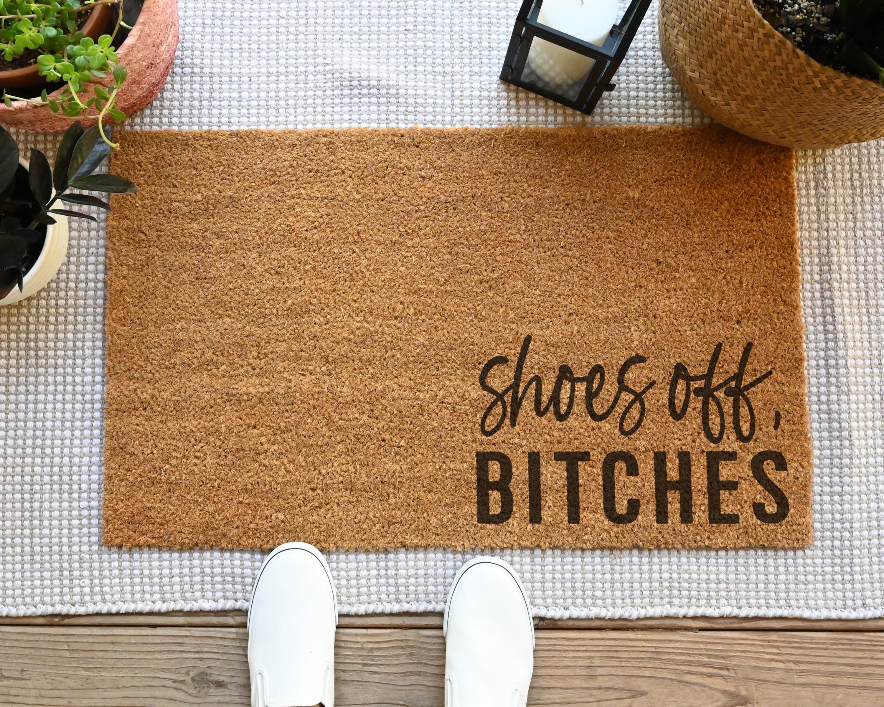 HamlinRowShop Shoes Off Bitches Funny Coir Doormat