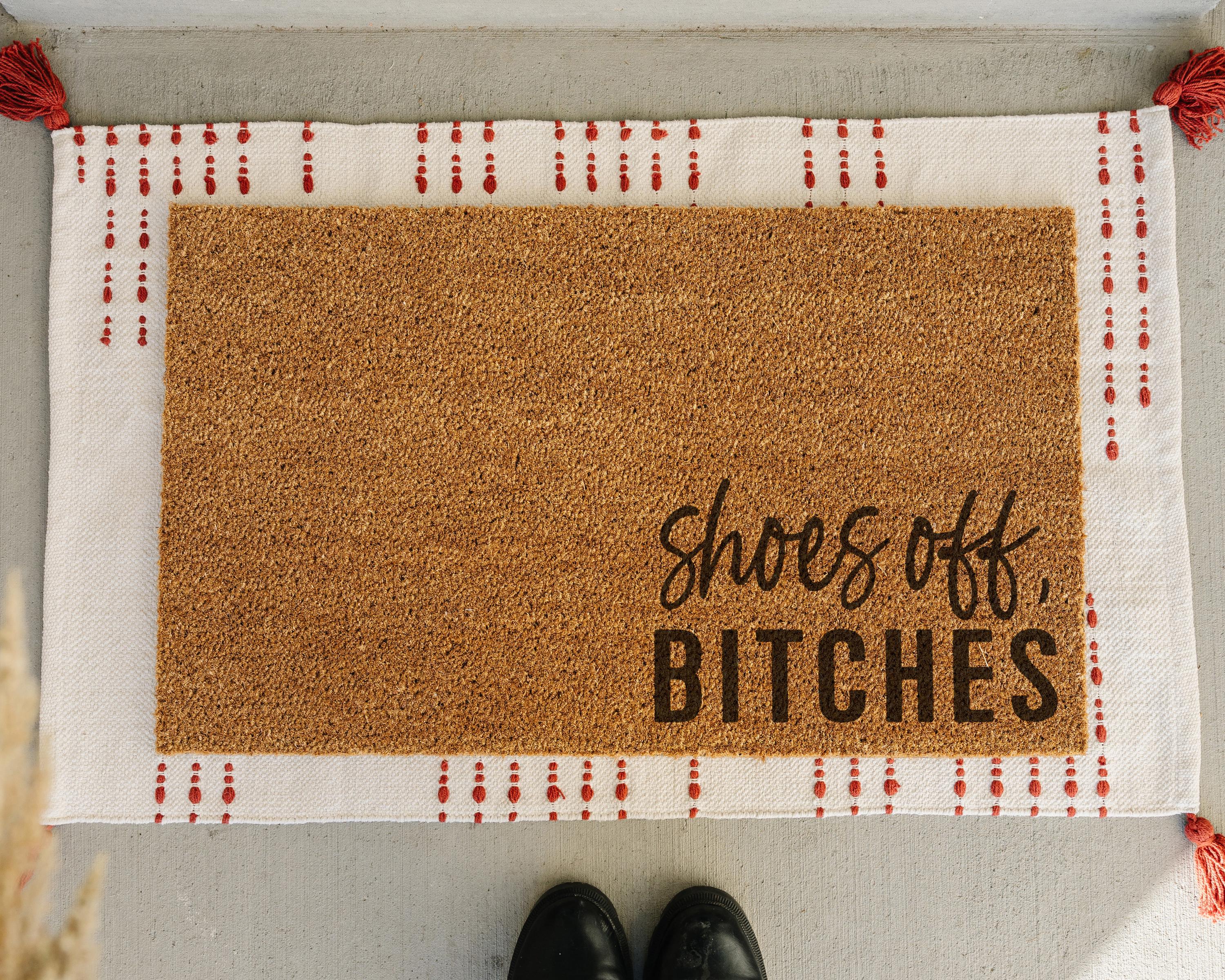 HamlinRowShop Shoes Off Bitches Funny Coir Doormat