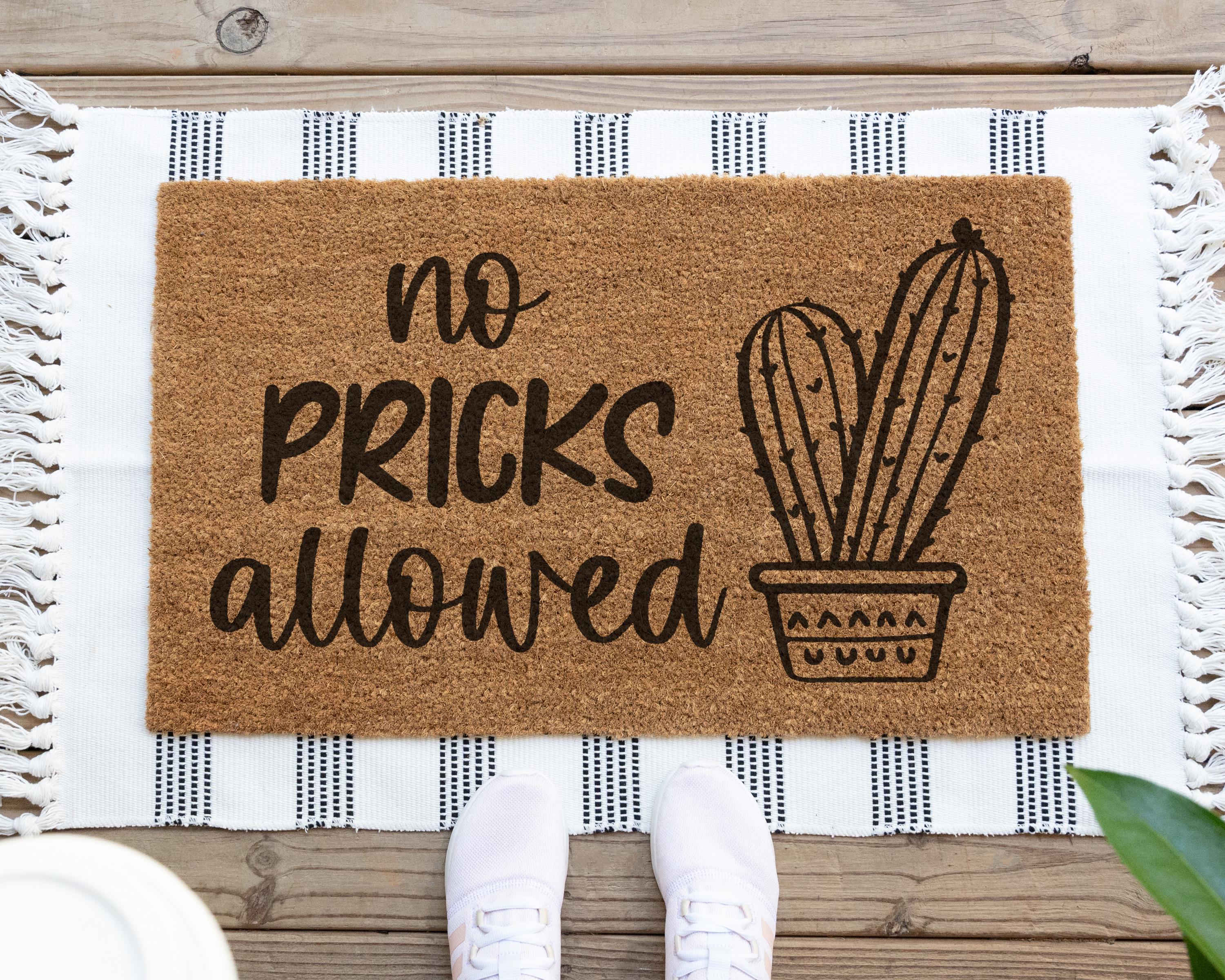 HamlinRowShop No Pricks Allowed Cactus Coir Doormat