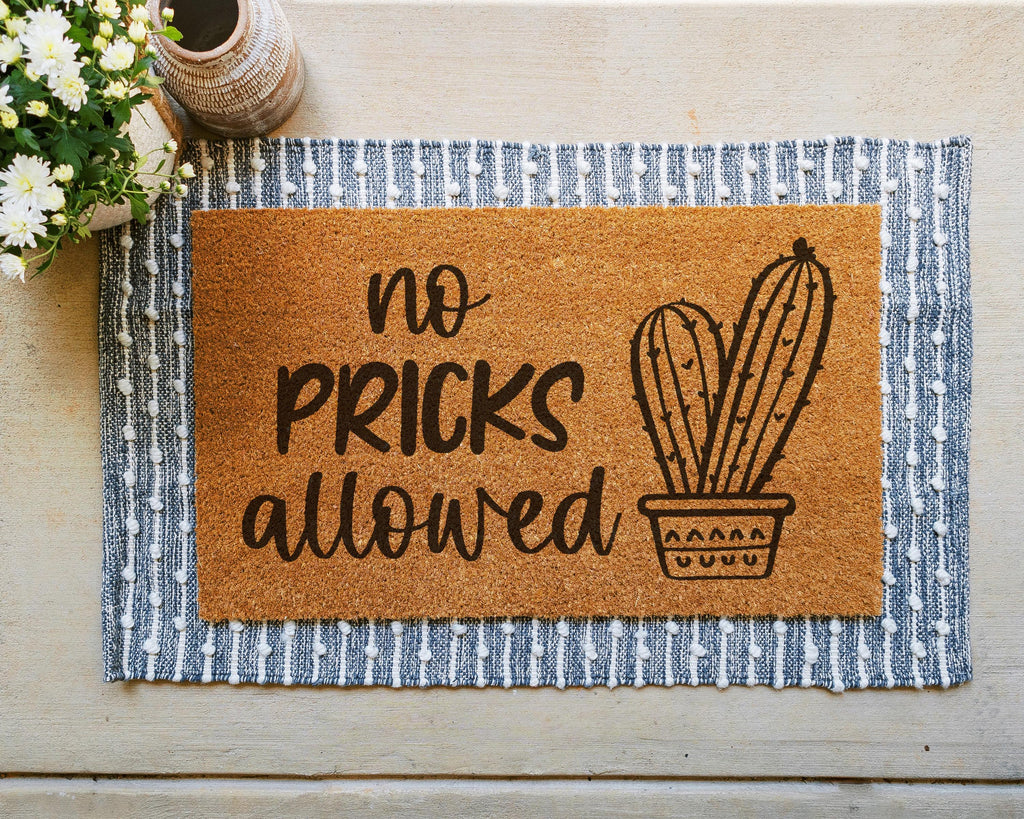 HamlinRowShop No Pricks Allowed Cactus Coir Doormat