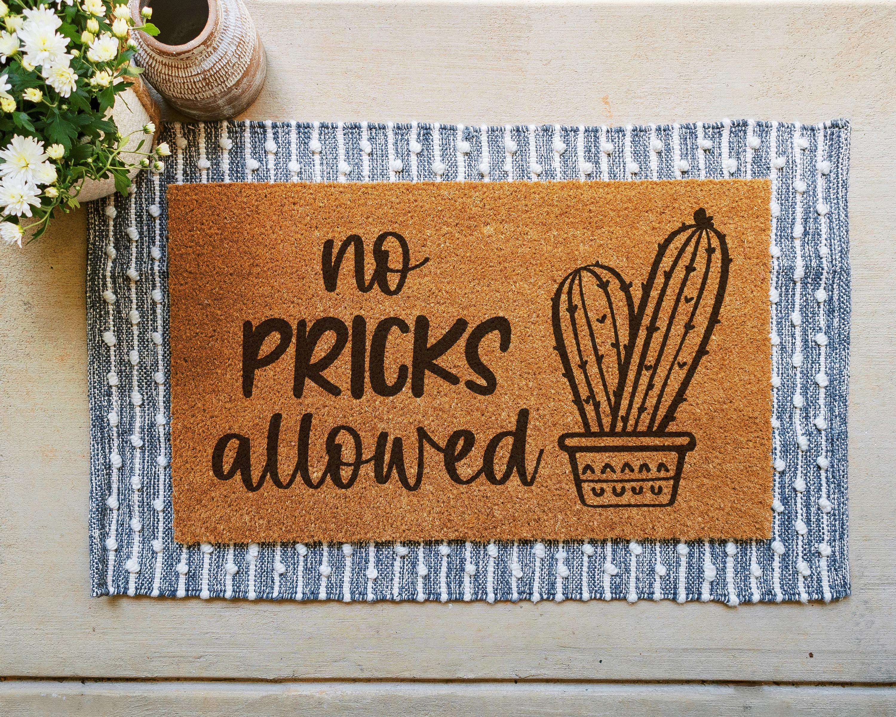 HamlinRowShop No Pricks Allowed Cactus Coir Doormat
