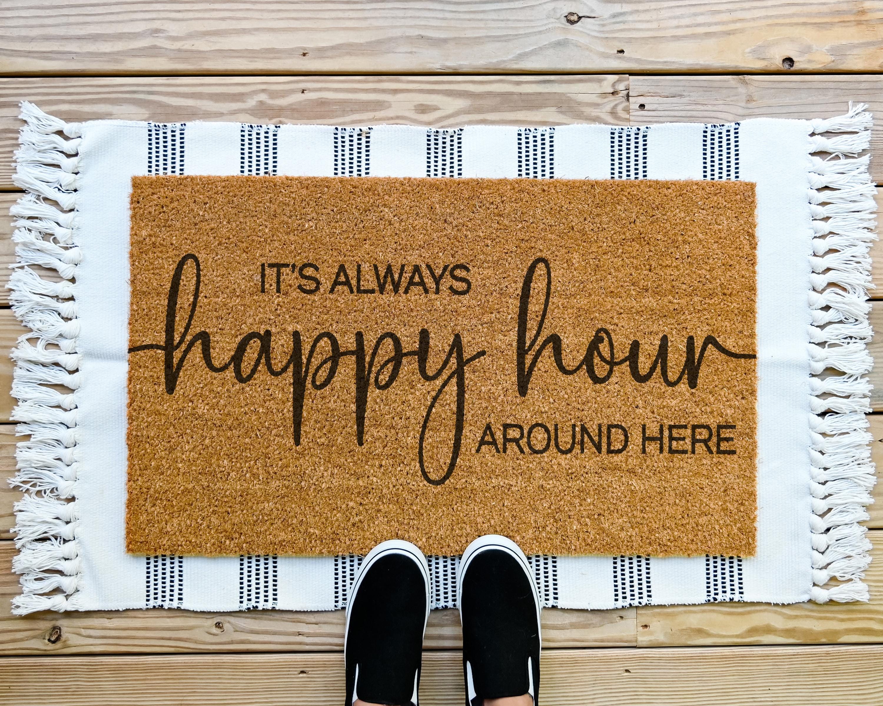 HamlinRowShop Happy Hour Door Mat Coir 16 x 24 in