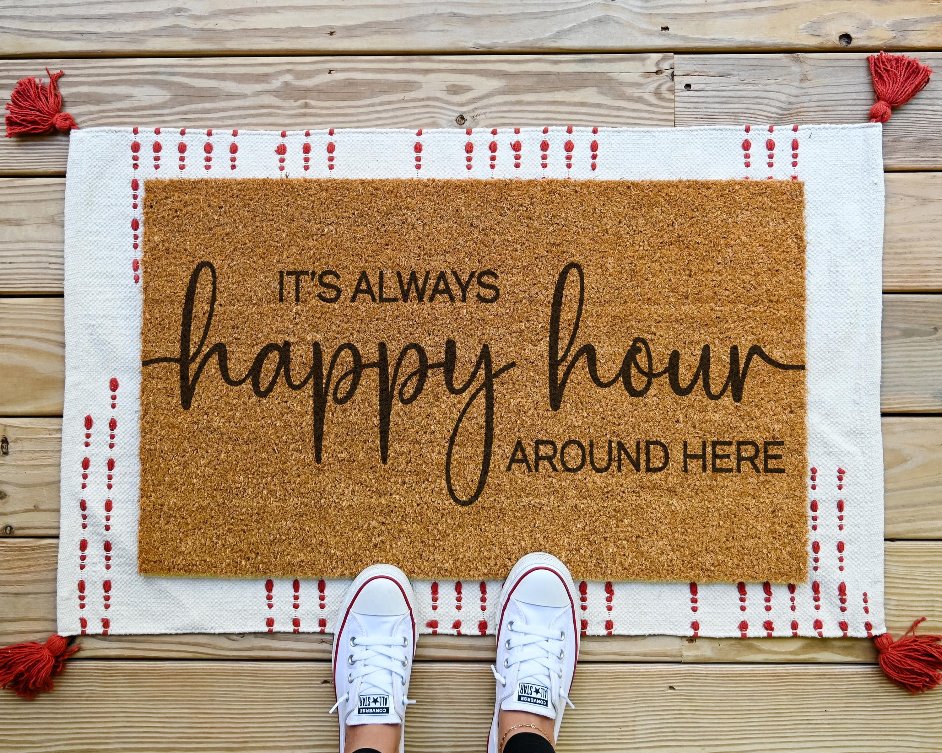 HamlinRowShop Happy Hour Door Mat Coir 16 x 24 in
