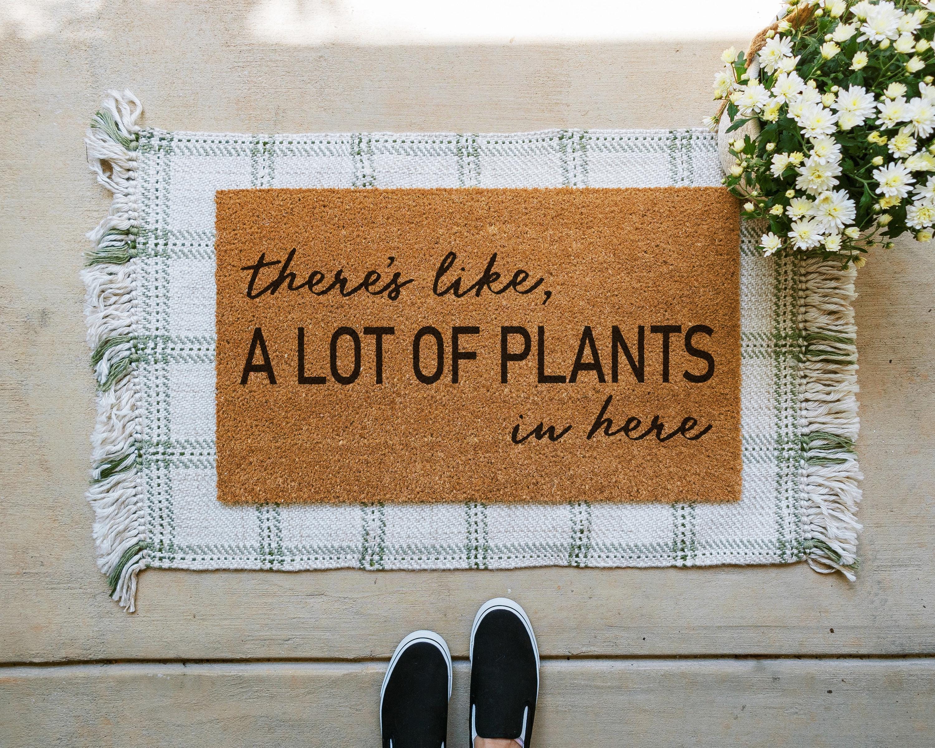 HamlinRowShop Lot of Plants in Here Door Mat Coir 18x30in