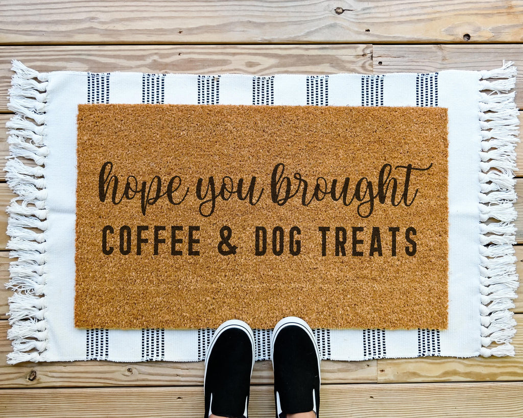 Hamlinrowshop Hope You Brought Wine & Dog Treats Coir Doormat