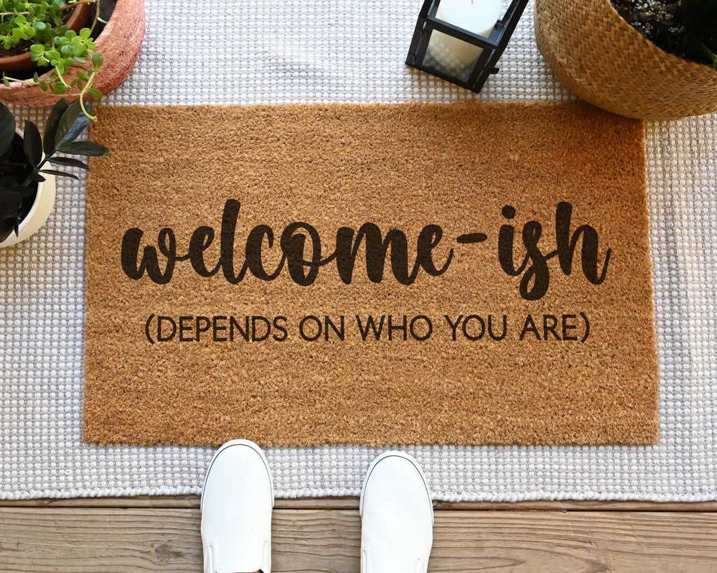 HamlinRowShop Welcome-ish Funny Coir Doormat Slip-Resistant Entry Mat