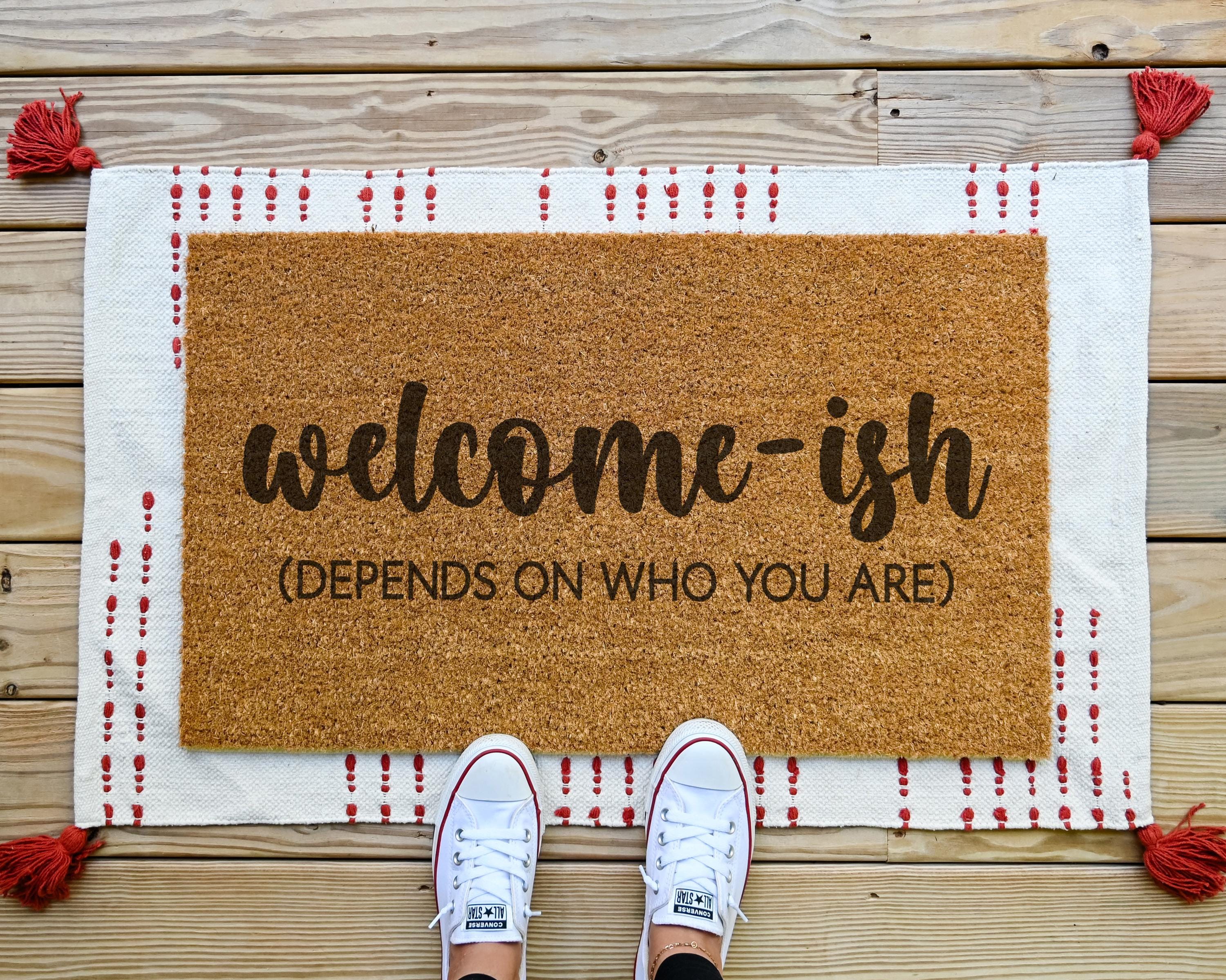 HamlinRowShop Welcome-ish Funny Coir Doormat Slip-Resistant Entry Mat