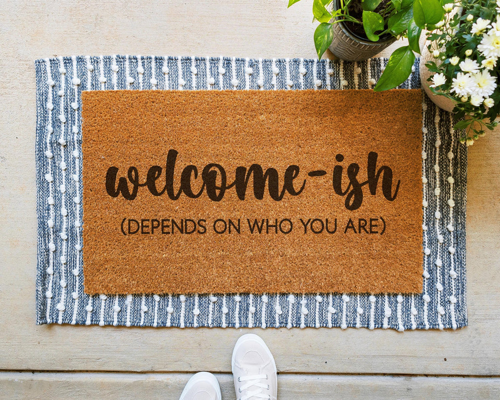 HamlinRowShop Welcome-ish Funny Coir Doormat Slip-Resistant Entry Mat