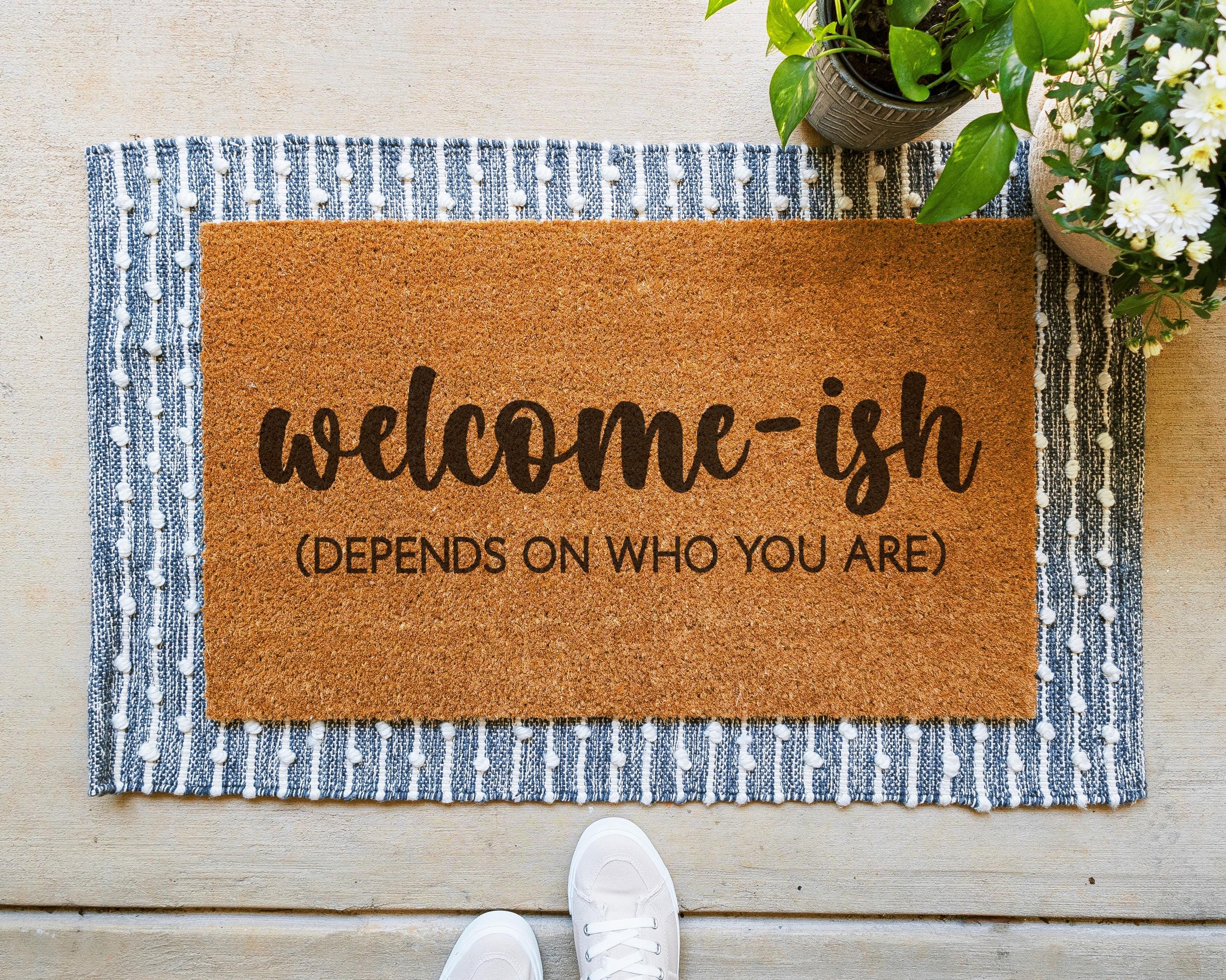 HamlinRowShop Welcome-ish Funny Coir Doormat Slip-Resistant Entry Mat