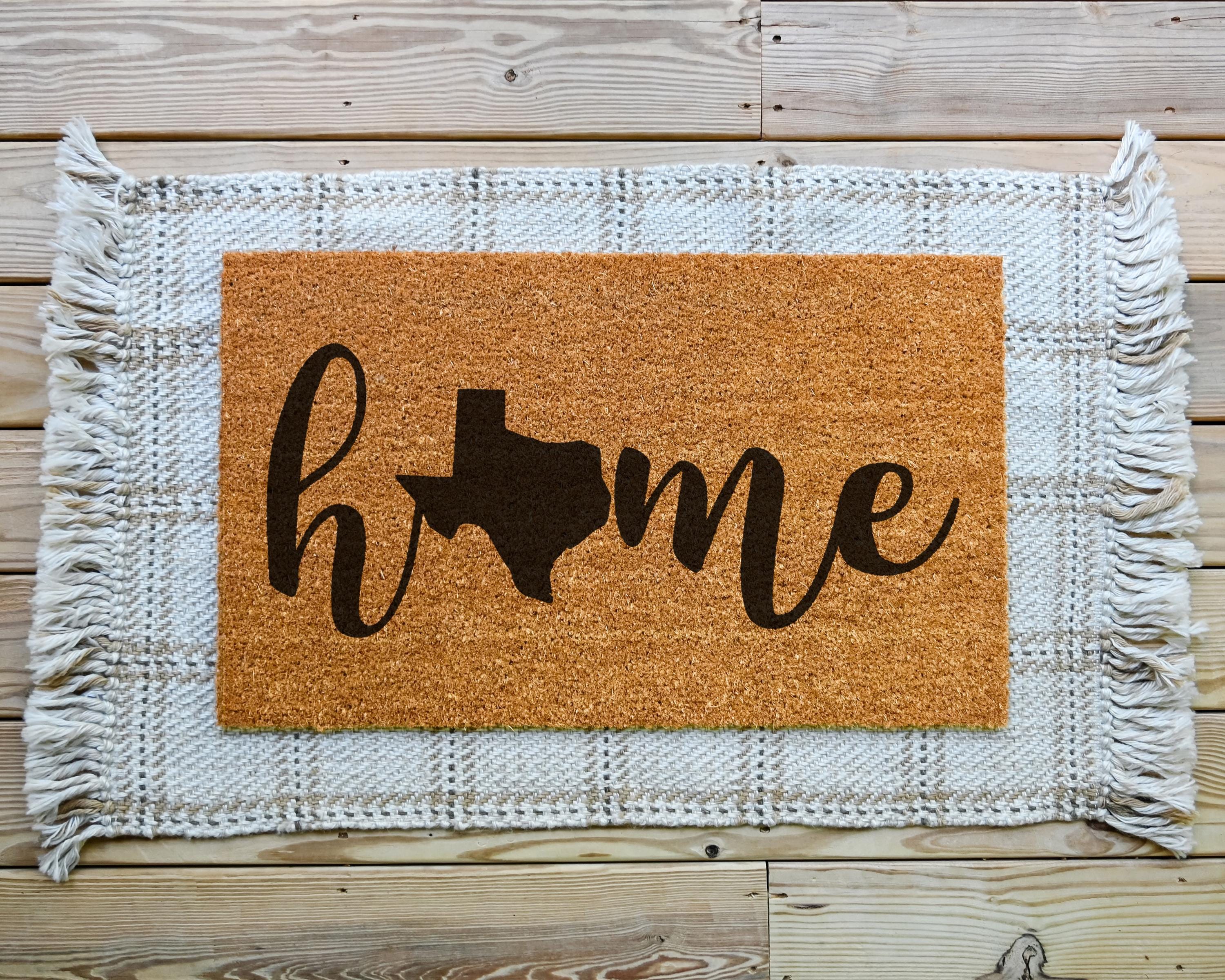 Custom Home State Coir Doormat with Personalized State Outline