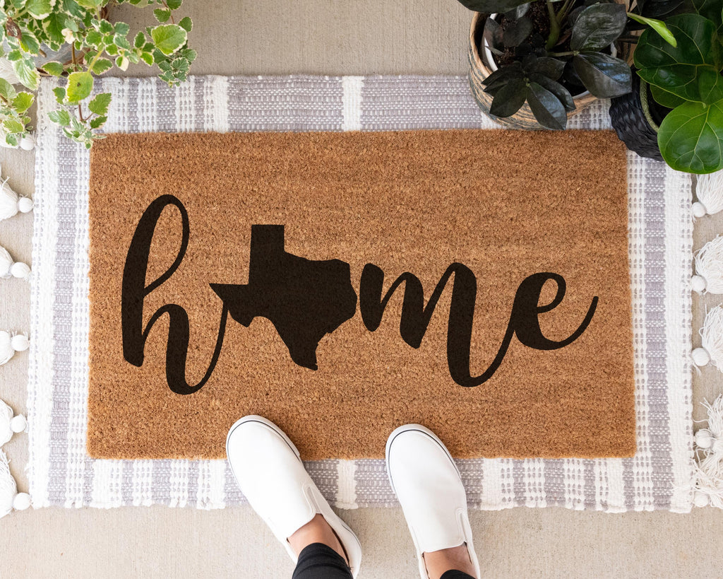 Custom Home State Coir Doormat with Personalized State Outline