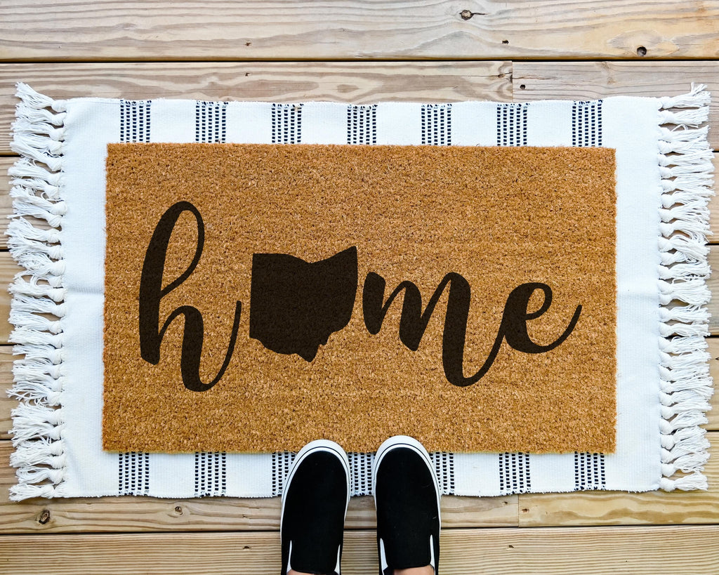 HamlinRowShop Pick Your State Coir Doormat Custom Welcome Mat