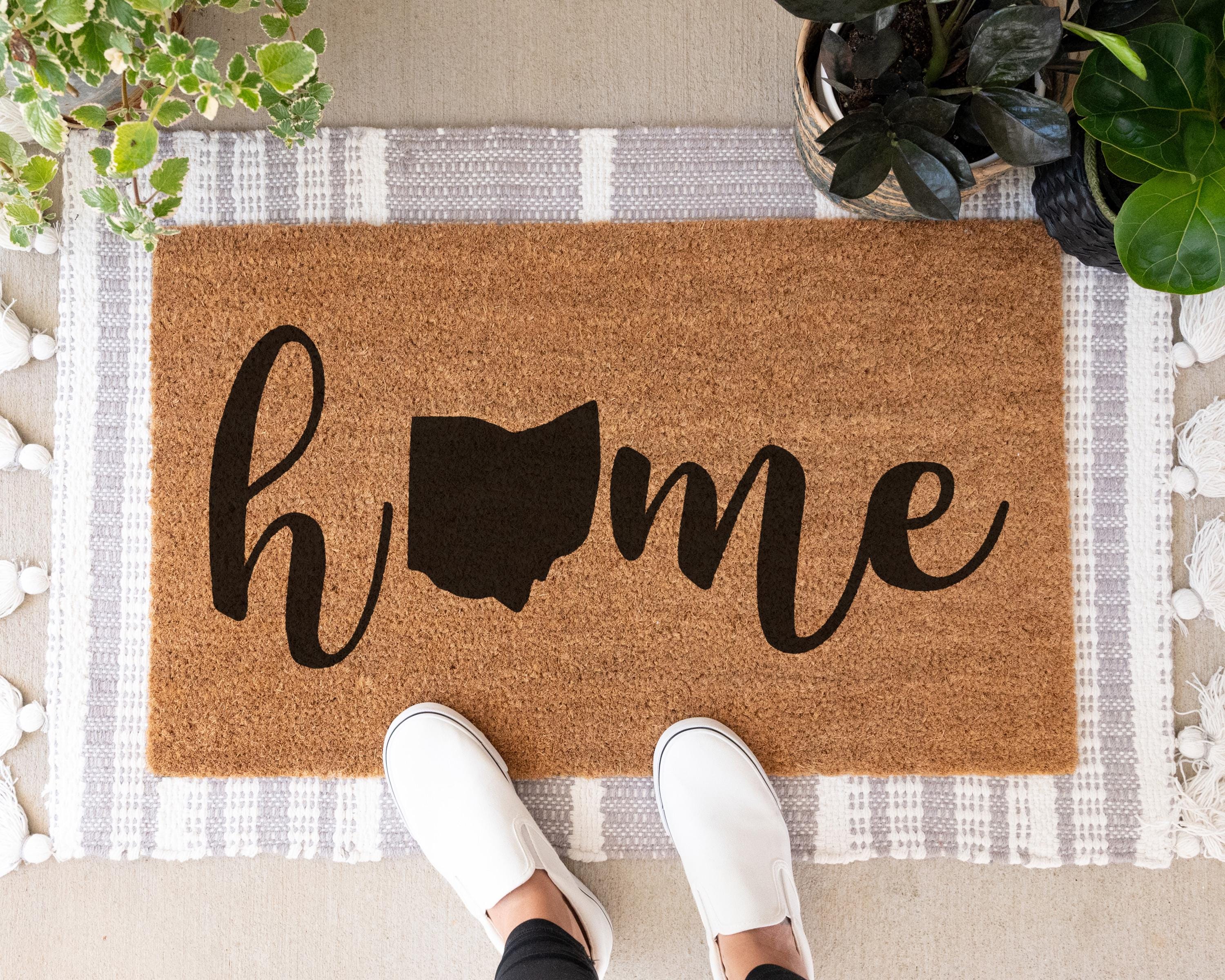 HamlinRowShop Pick Your State Coir Doormat Custom Welcome Mat