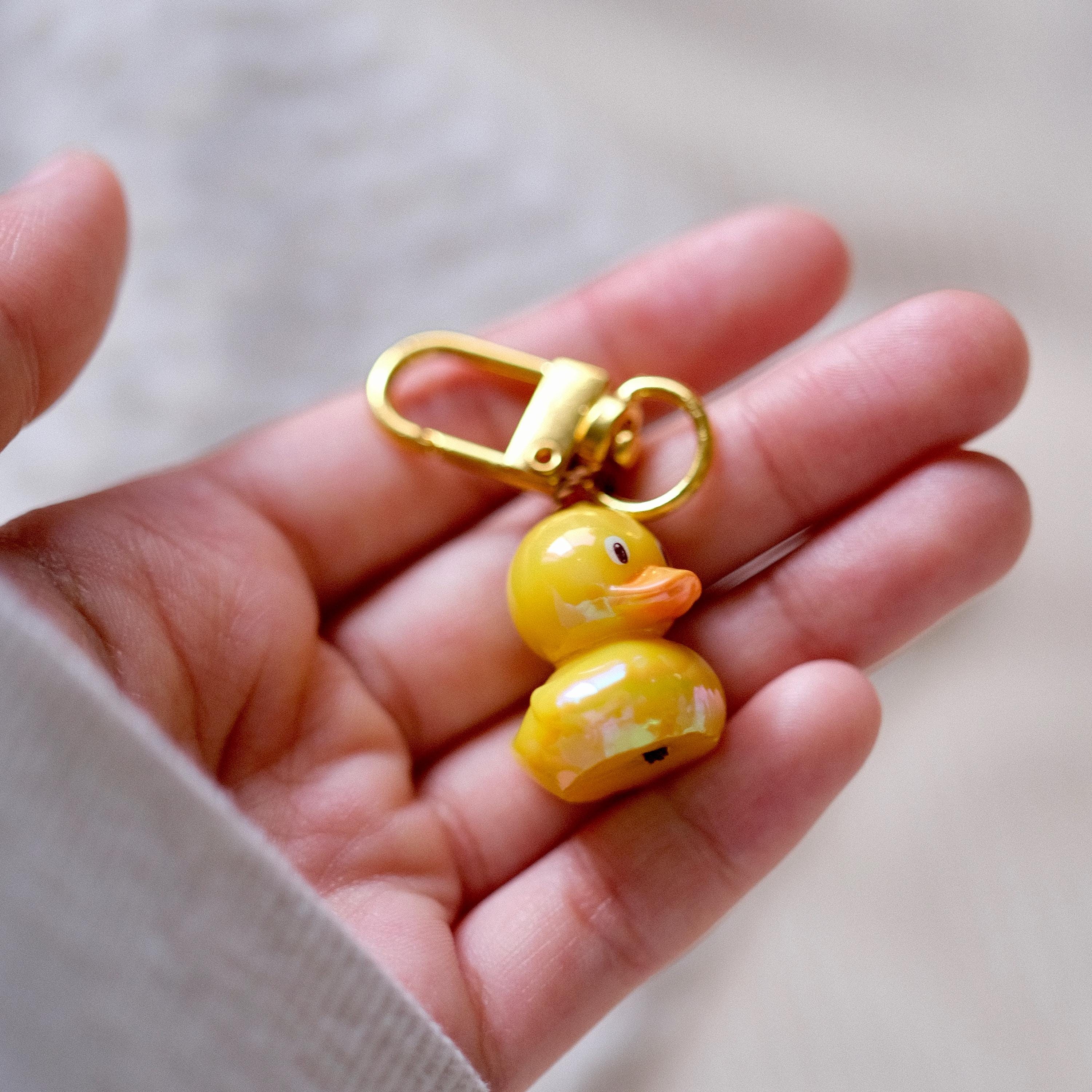 VanillaStarCafe Chibi Duck Charms 1in Iridescent Keychain