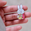 Miffy Acrylic Pin Cartoon Bunny Floral Design Brooch Accessory