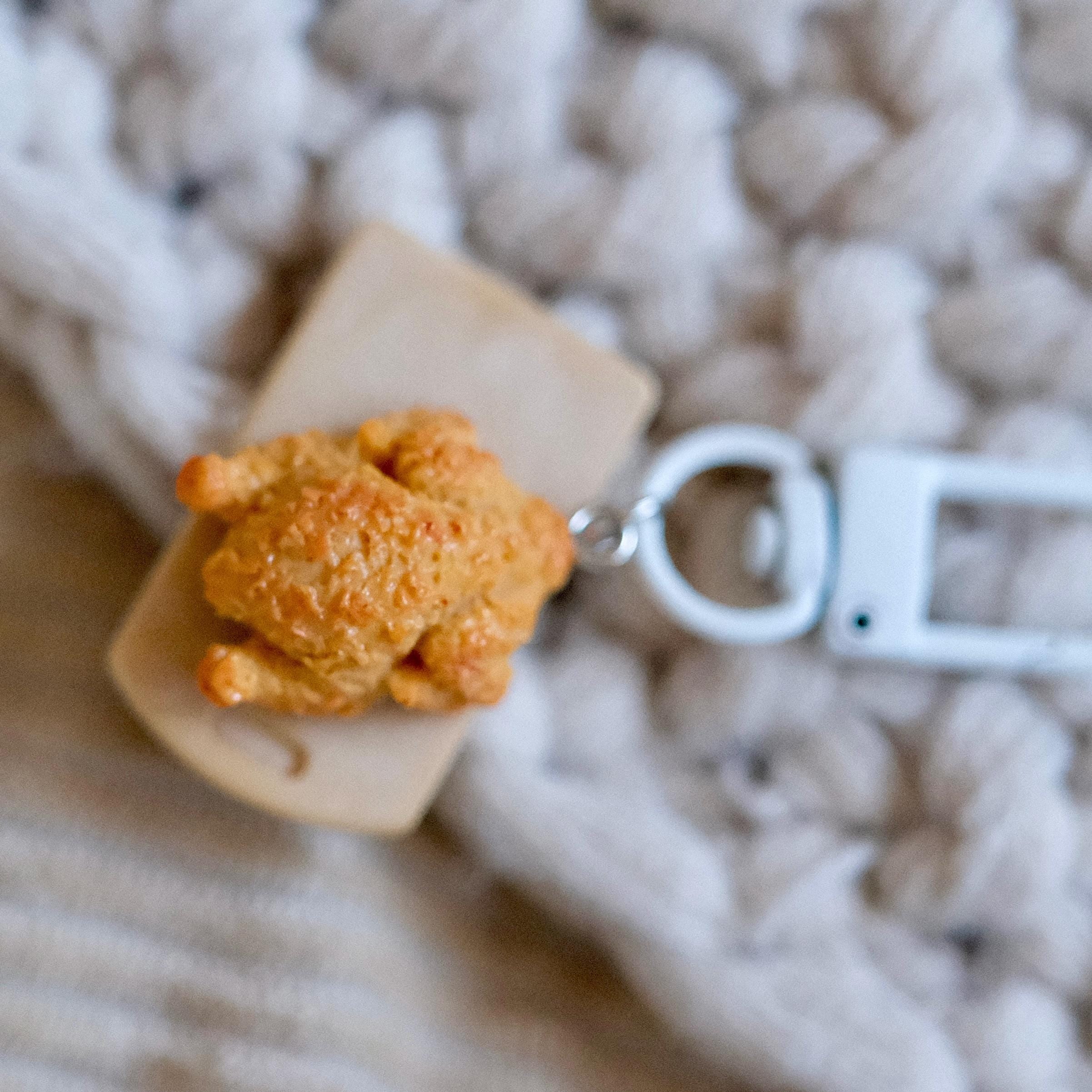 VanillaStarCafe Fried Chicken Charm Resin Keychain 1 Inch