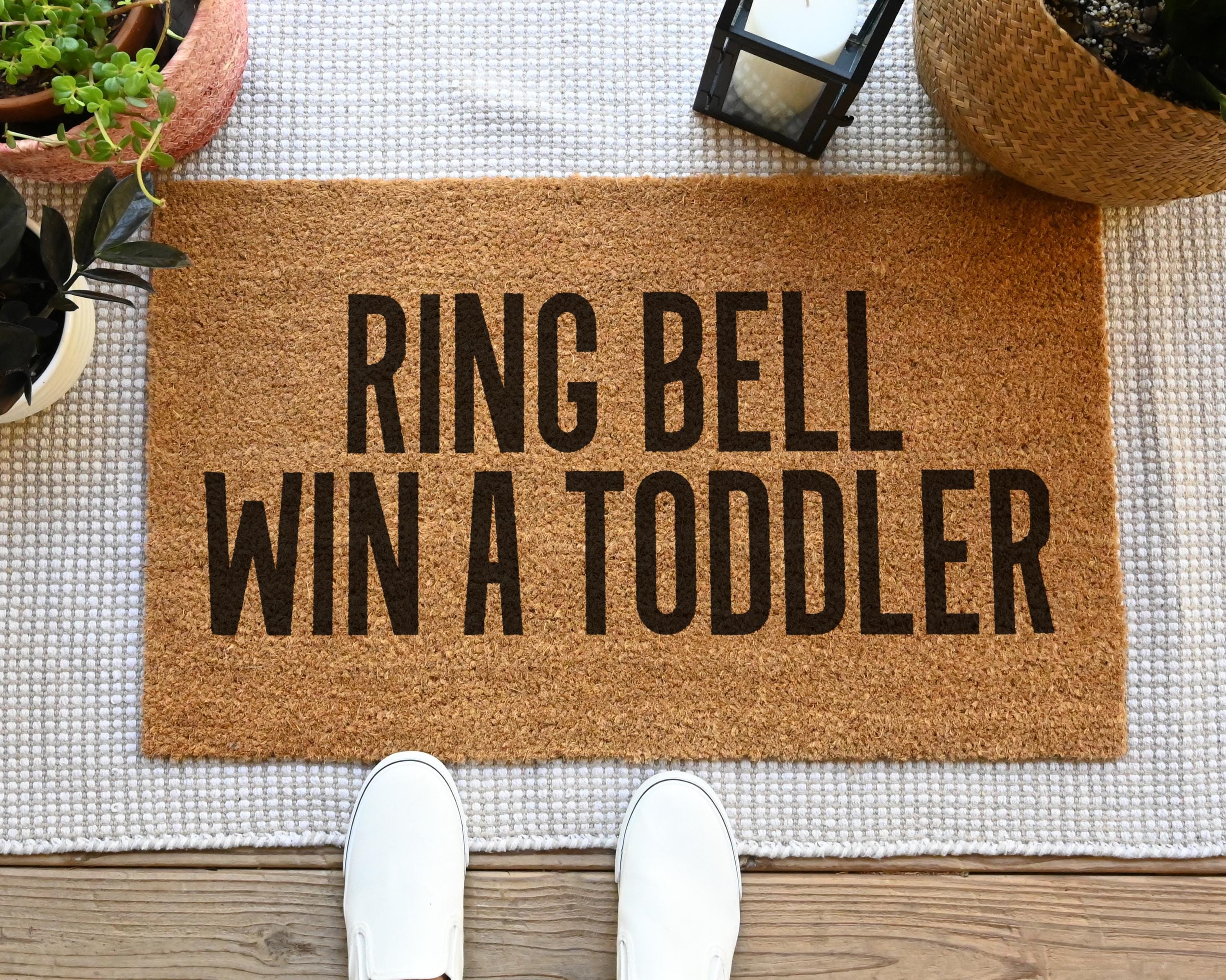 HamlinRowShop Ring Bell Win a Toddler Coir Doormat, Funny Welcome Mat