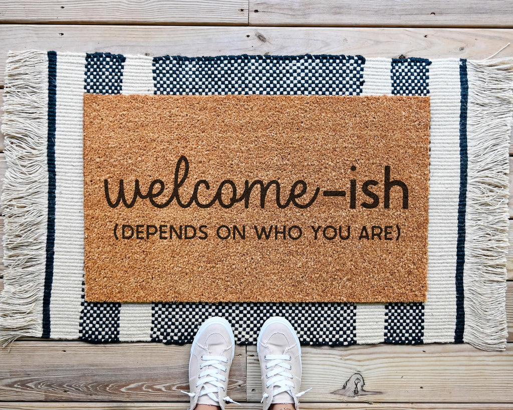 HamlinRowShop Welcome-ish Coir Doormat Funny Design