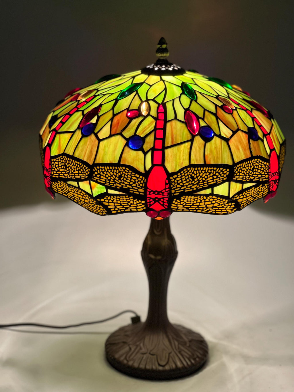 U2Antique Dragonfly Tiffany Table Lamp