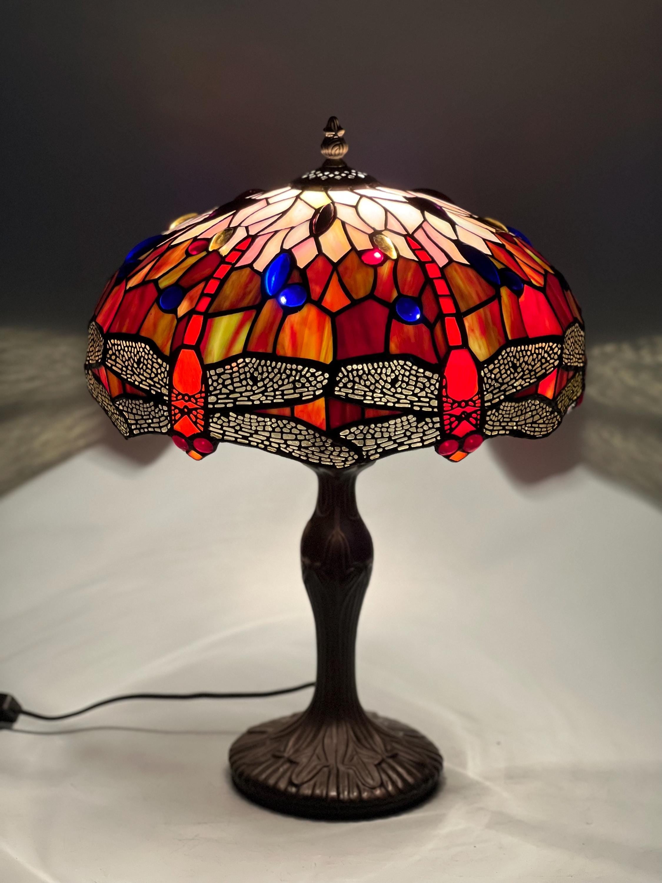 U2Antique Dragonfly Tiffany Table Lamp