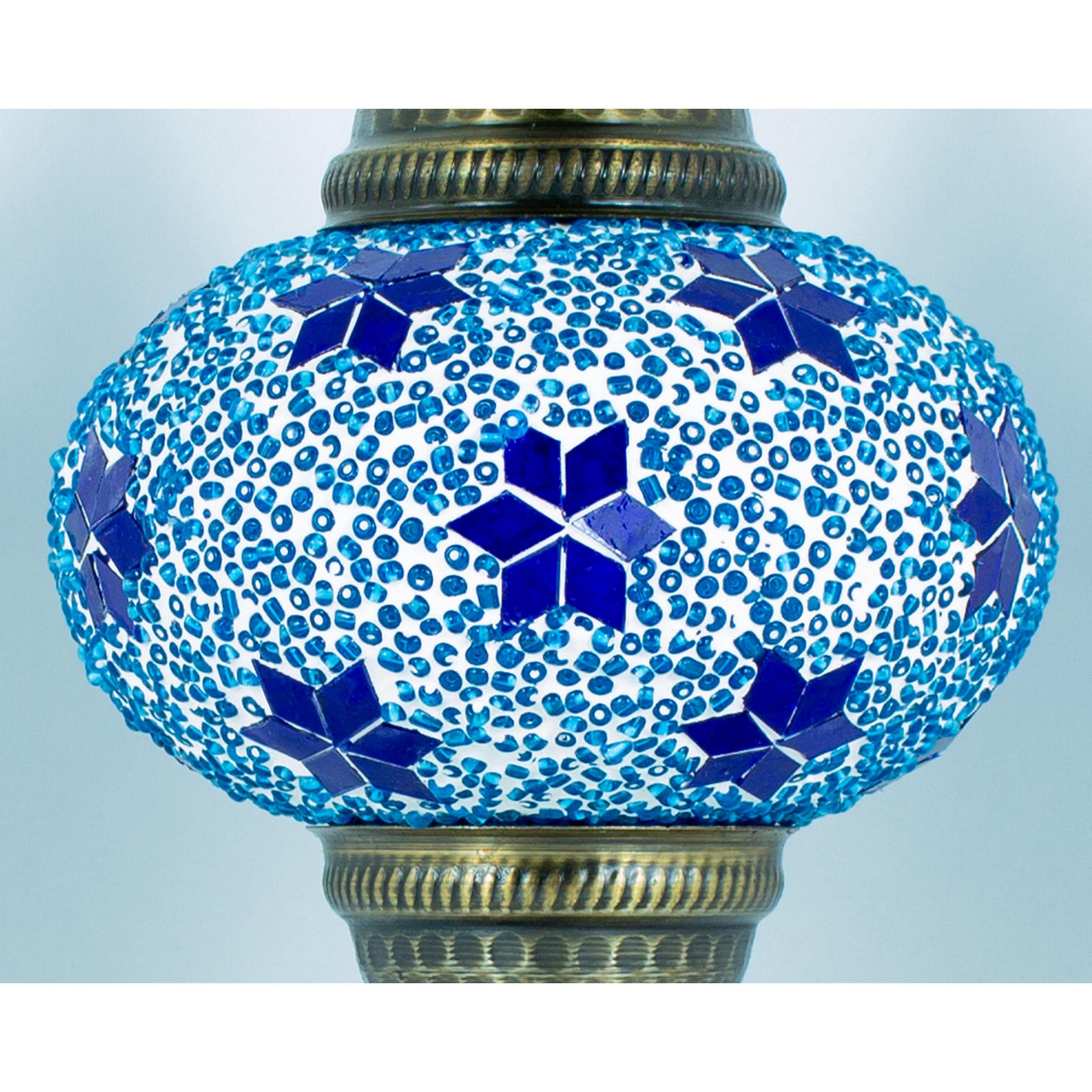 MoslandHome Handmade Turkish Mosaic Glass Globe Pendant Light Blue