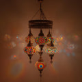 MoslandHome Handmade Turkish Mosaic Pendant Chandelier Antique Brass