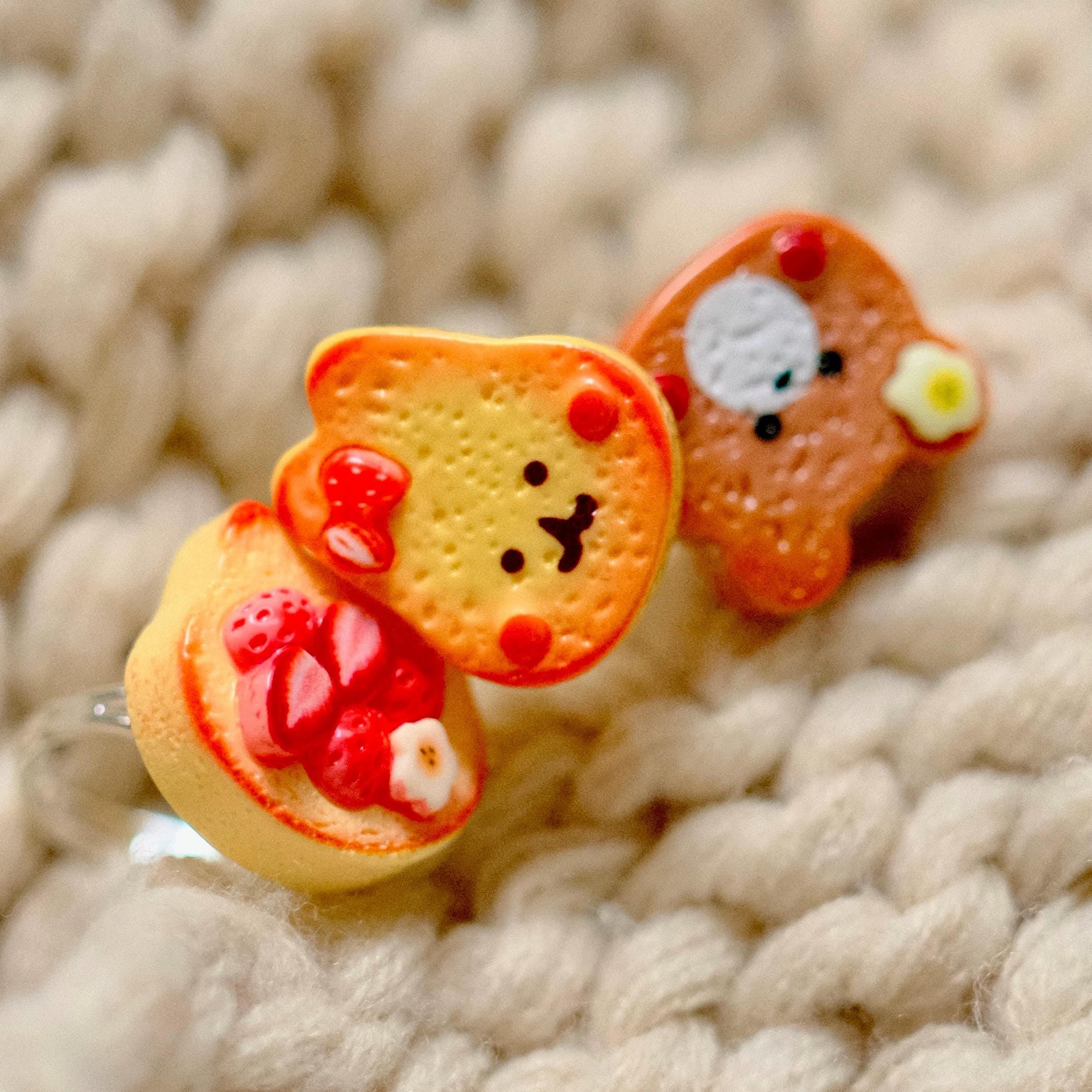 VanillaStarCafe Strawberry Cat Tart Set Handmade Resin Charm