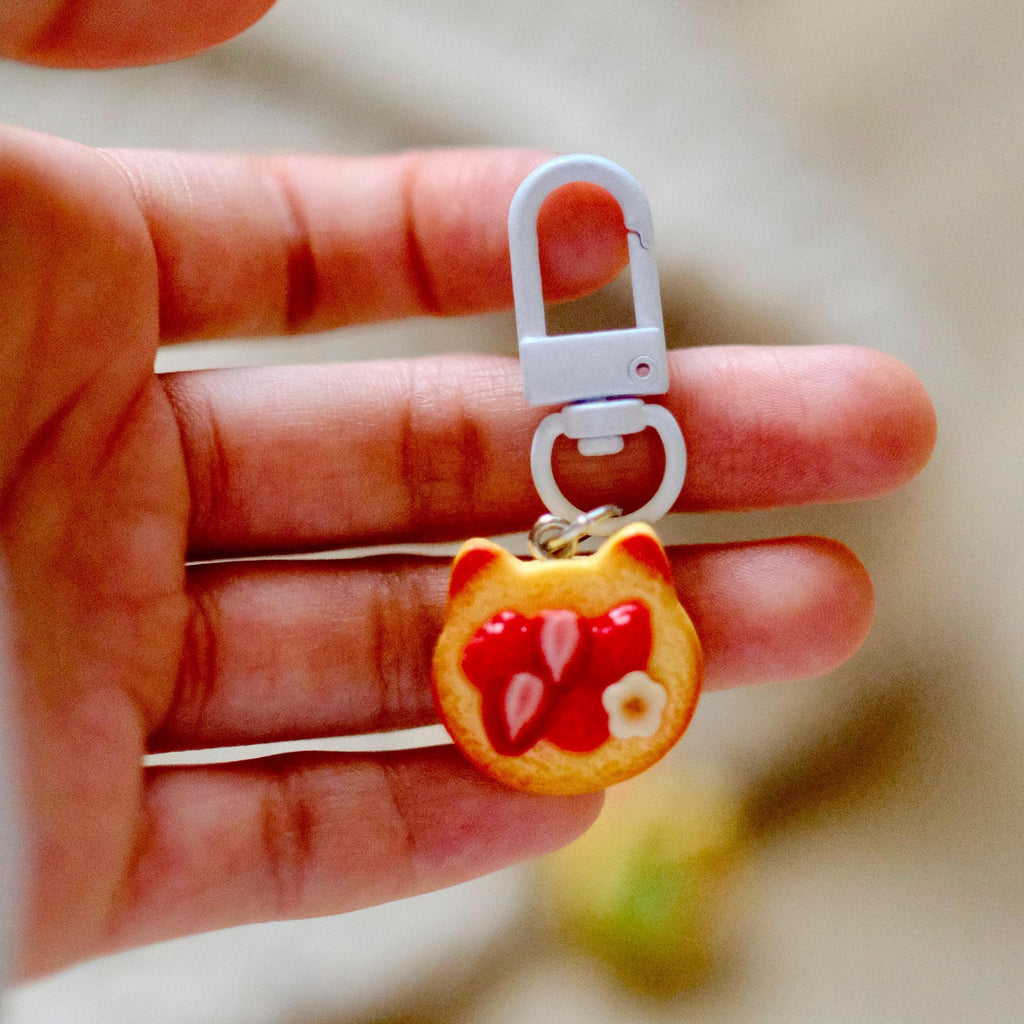 VanillaStarCafe Strawberry Cat Tart Set Handmade Resin Charm