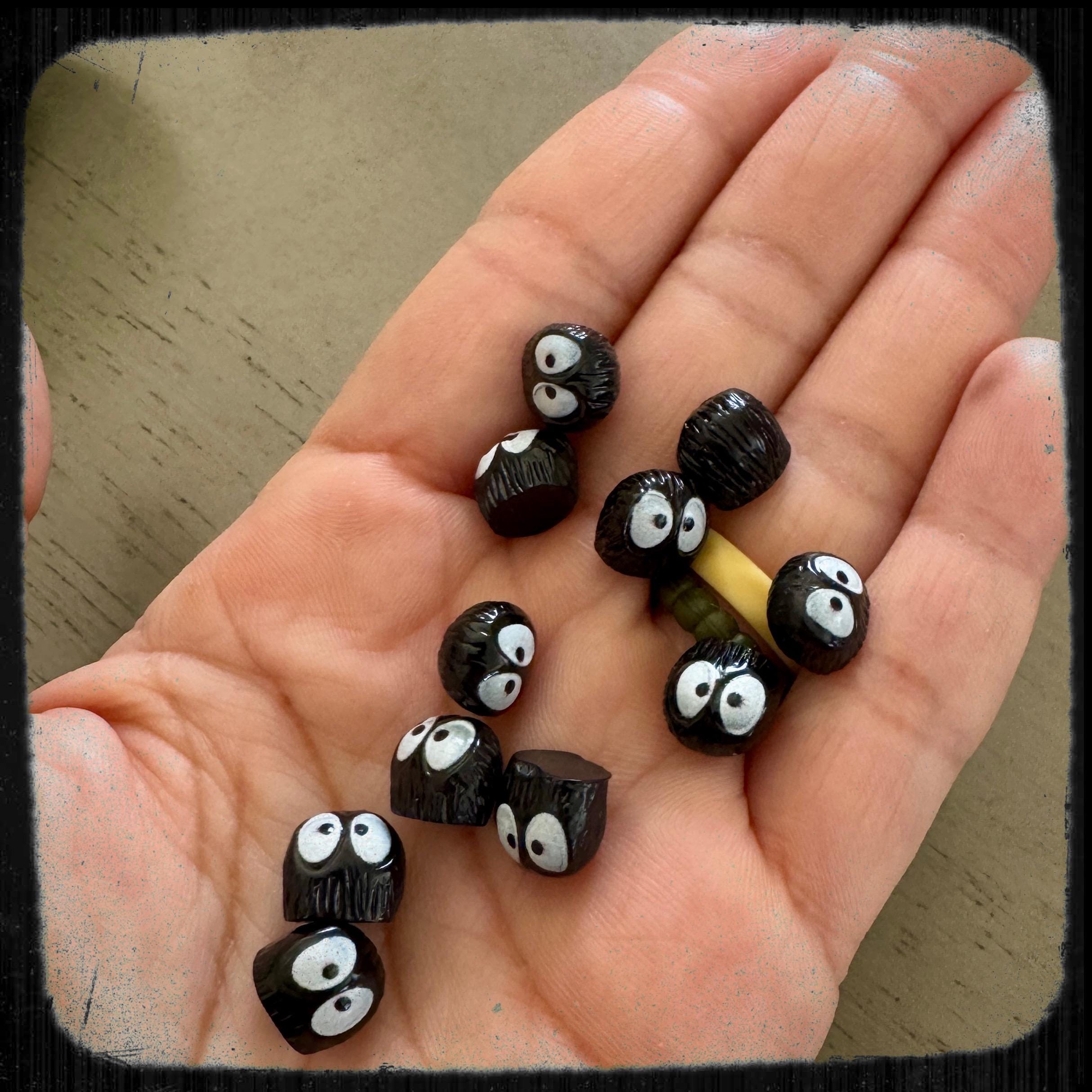 VanillaStarCafe Miniature Black Resin Soot Sprites for Crafting