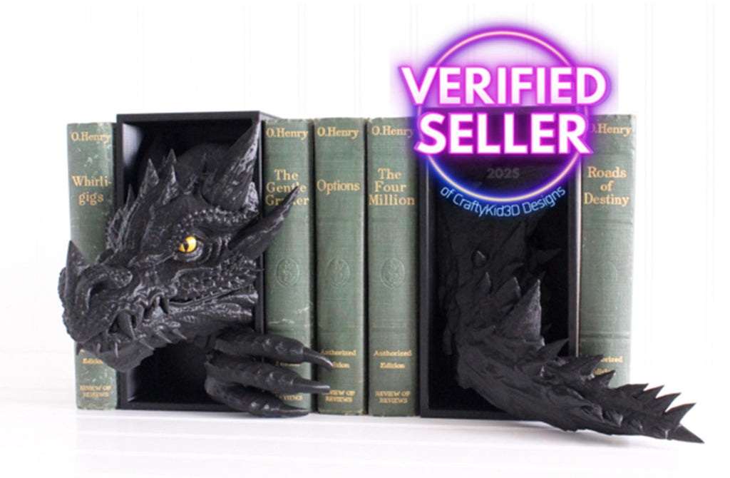 DelightfullyDutch Dragon Book Nook 3D Printed Bookshelf Decor