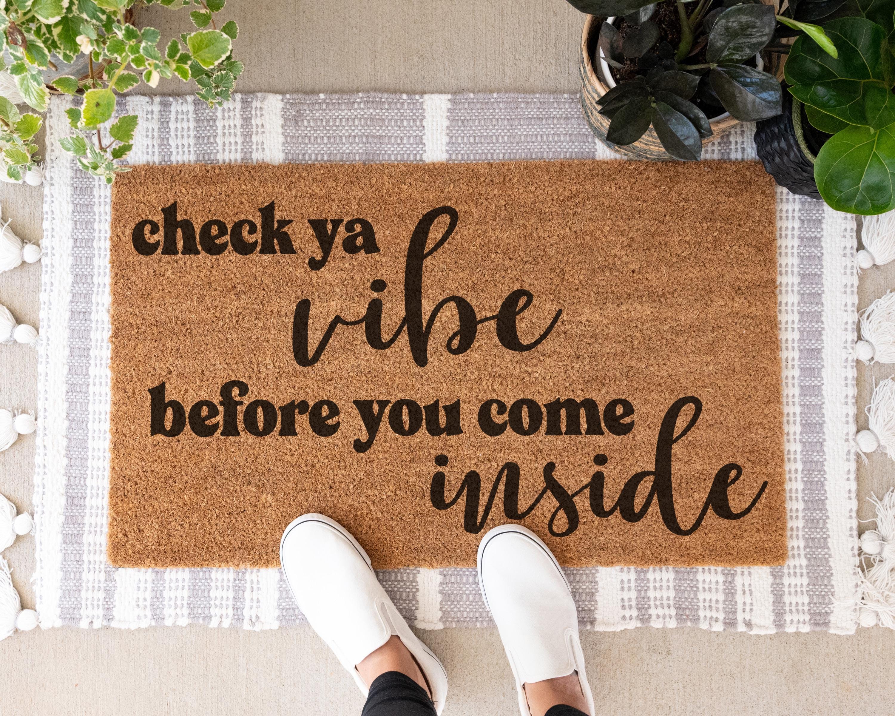 HamlinRowShop Check Ya Vibe Funny Coir Welcome Mat